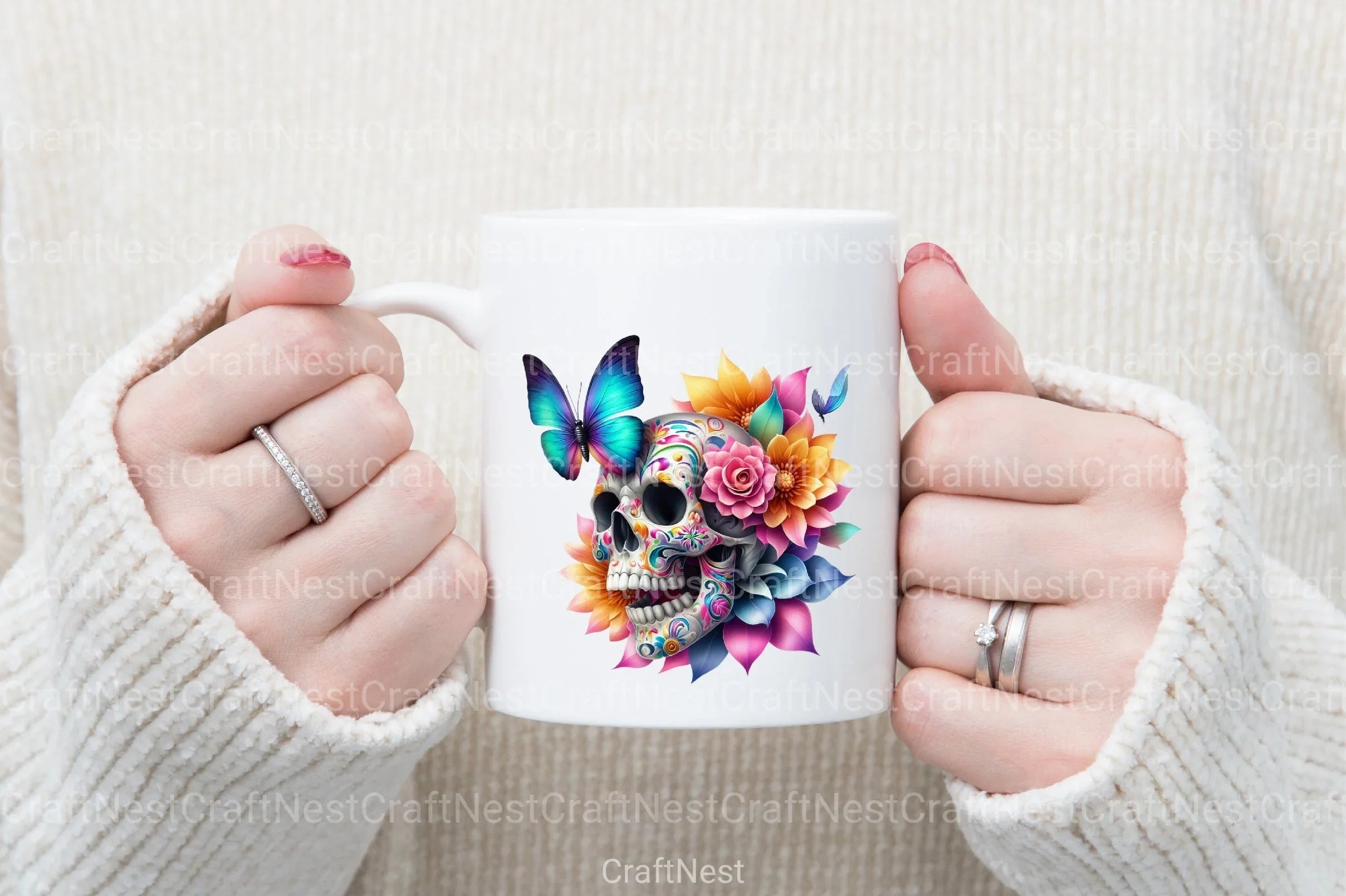 Butterfly Flower Skull Clipart Bundle - CraftNest - Digital Crafting and Art