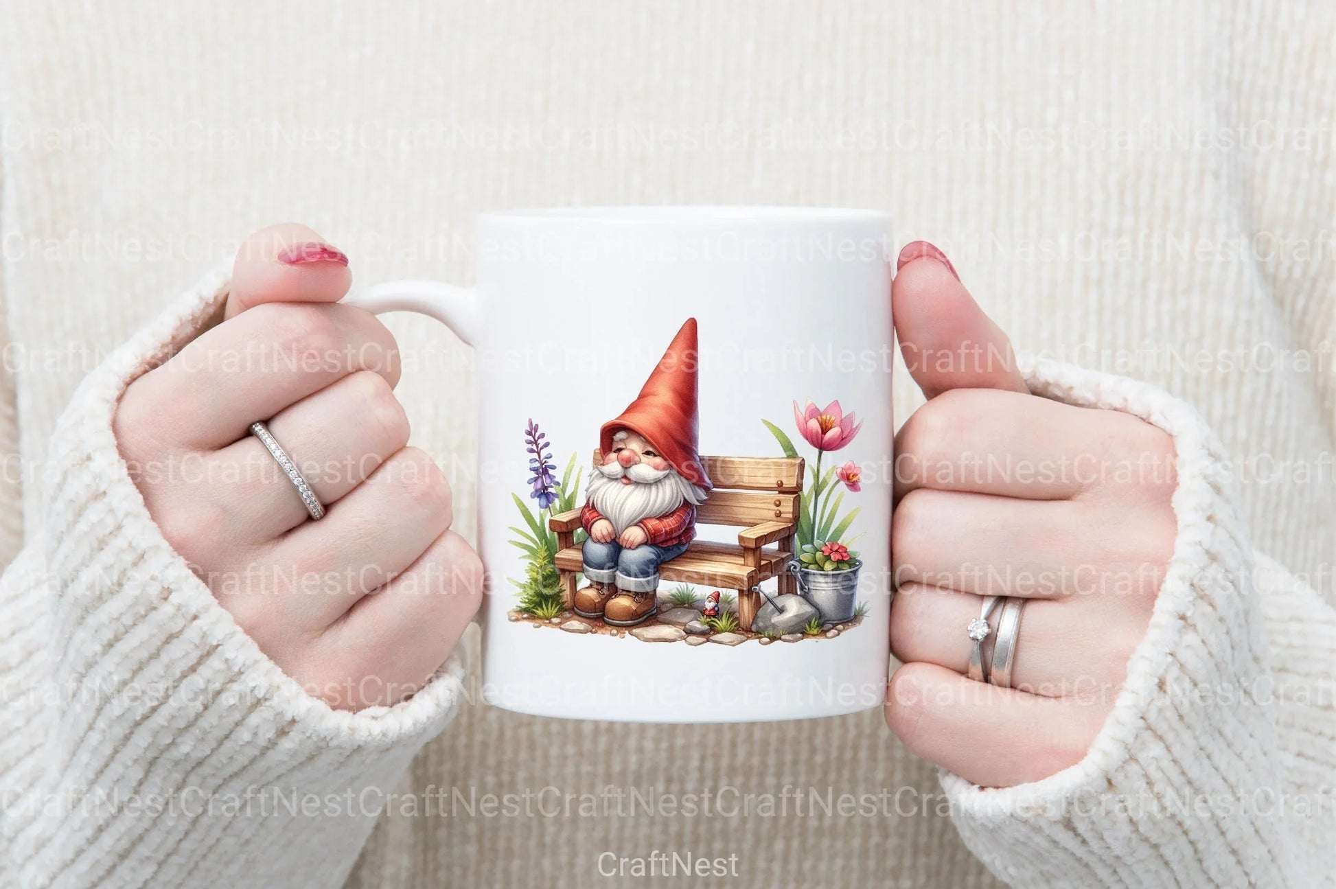 Garden Bench Gnome Clipart Bundle - CraftNest - Digital Crafting and Art