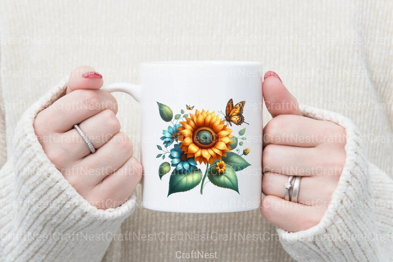 Butterfly Sunflower Clipart Bundle - CraftNest - Digital Crafting and Art