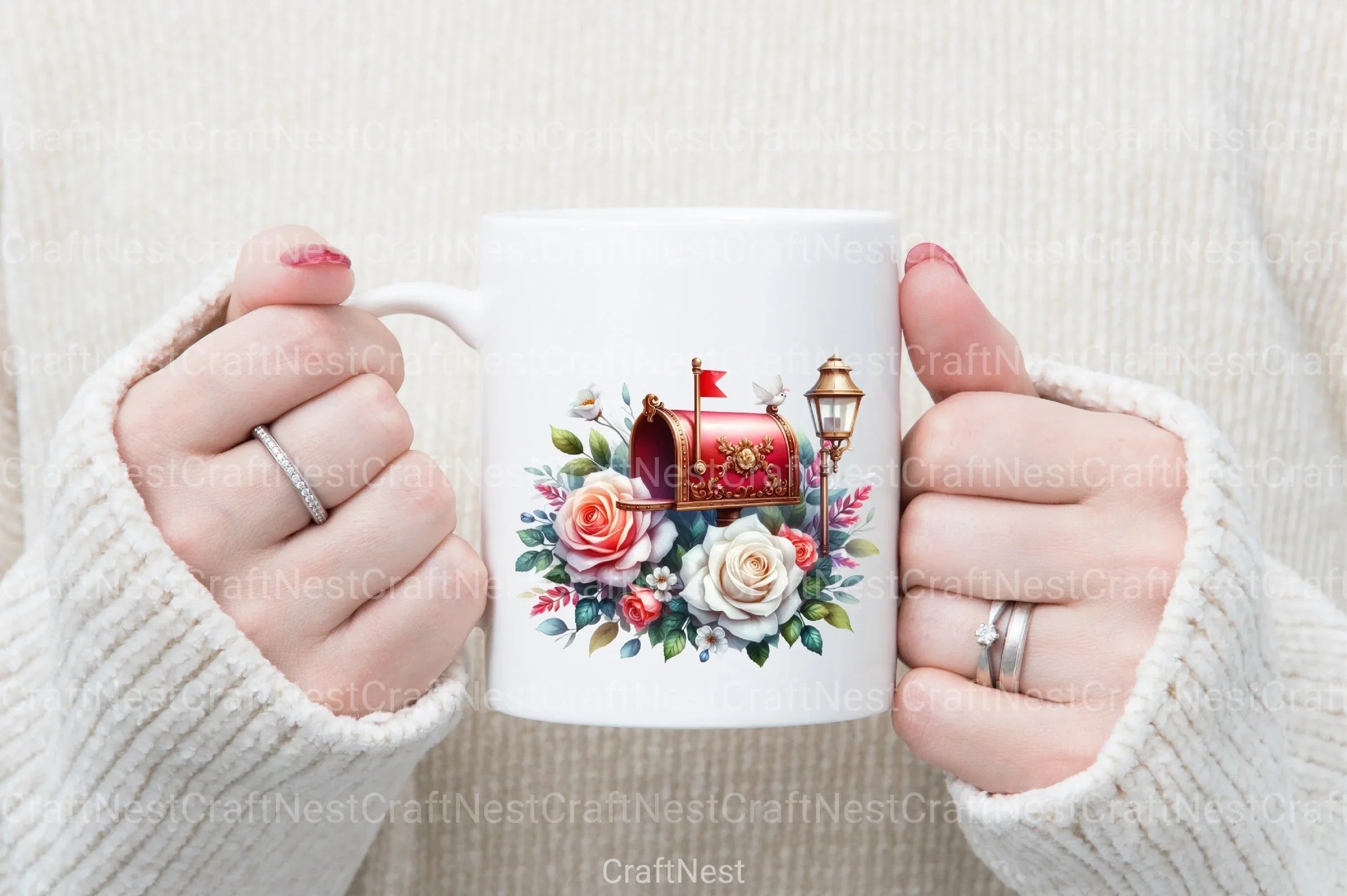 Mailbox with White Roses Clipart Bundle - CraftNest - Digital Crafting and Art