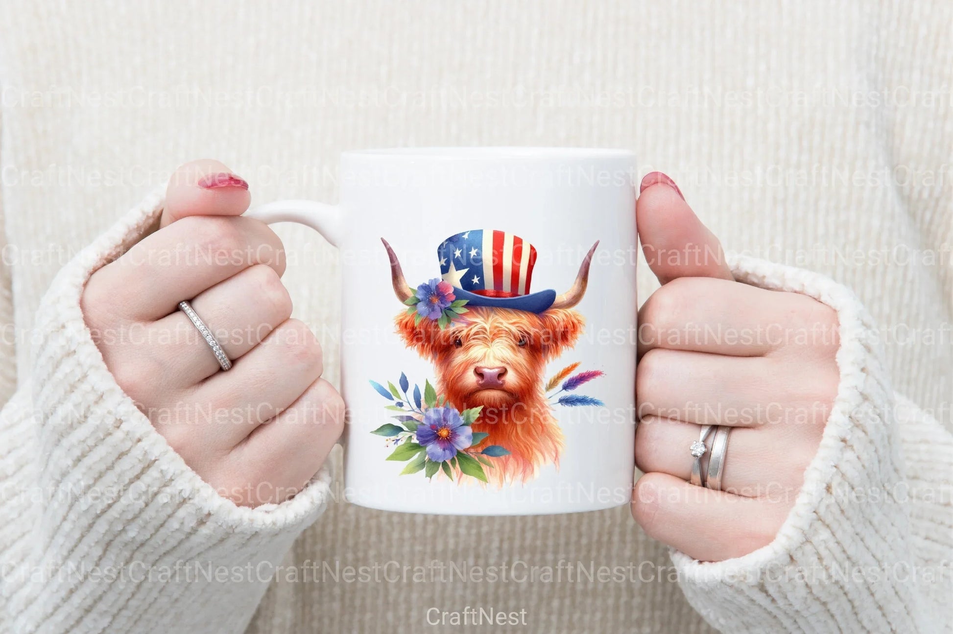 4th of July Highland Cow Clipart Bundle - CraftNest - Digital Crafting and Art