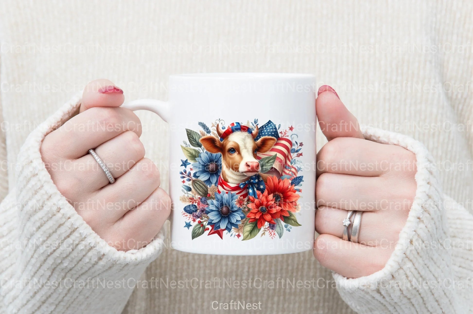 4th of July Patriotic Cow Clipart Bundle - CraftNest - Digital Crafting and Art