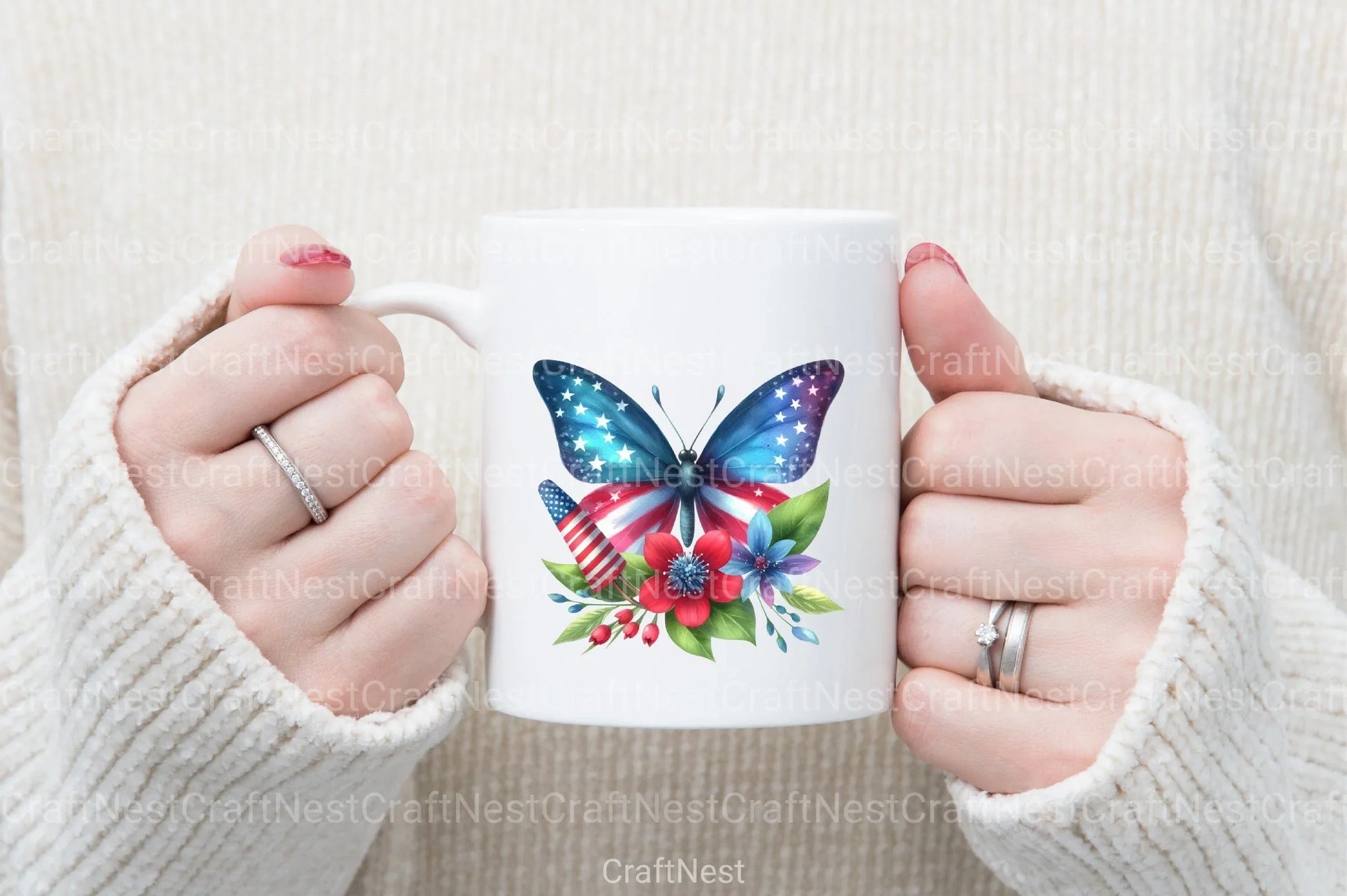 4th of July Butterfly Clipart Bundle - CraftNest - Digital Crafting and Art