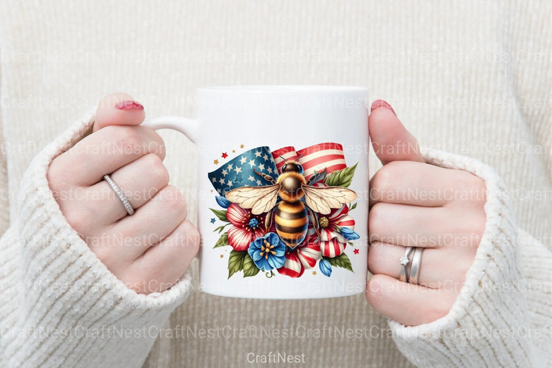 Fourth of July Bee Clipart Bundle - CraftNest - Digital Crafting and Art