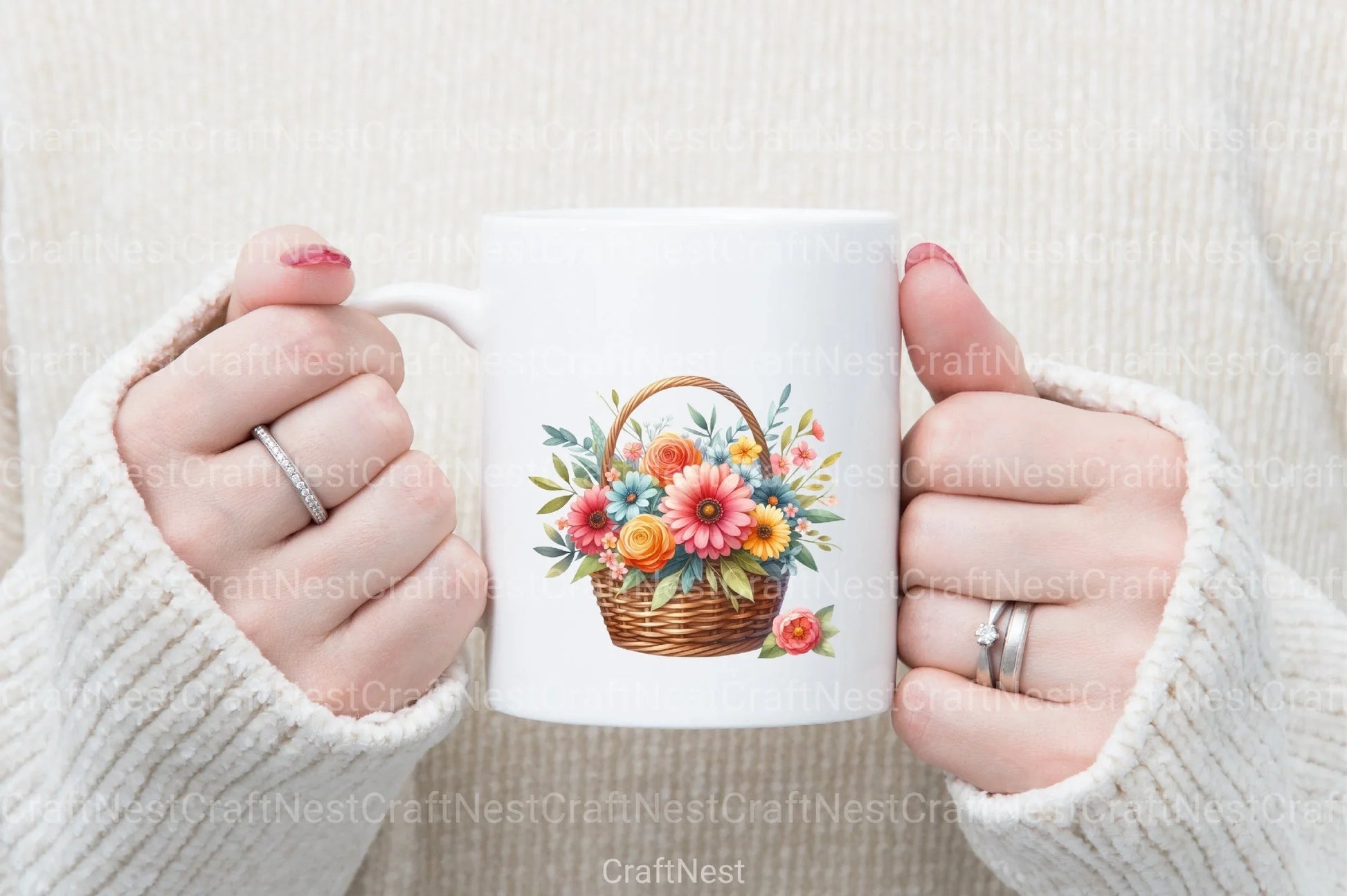 Mother's Day Flower Basket Clipart Bundle - CraftNest - Digital Crafting and Art