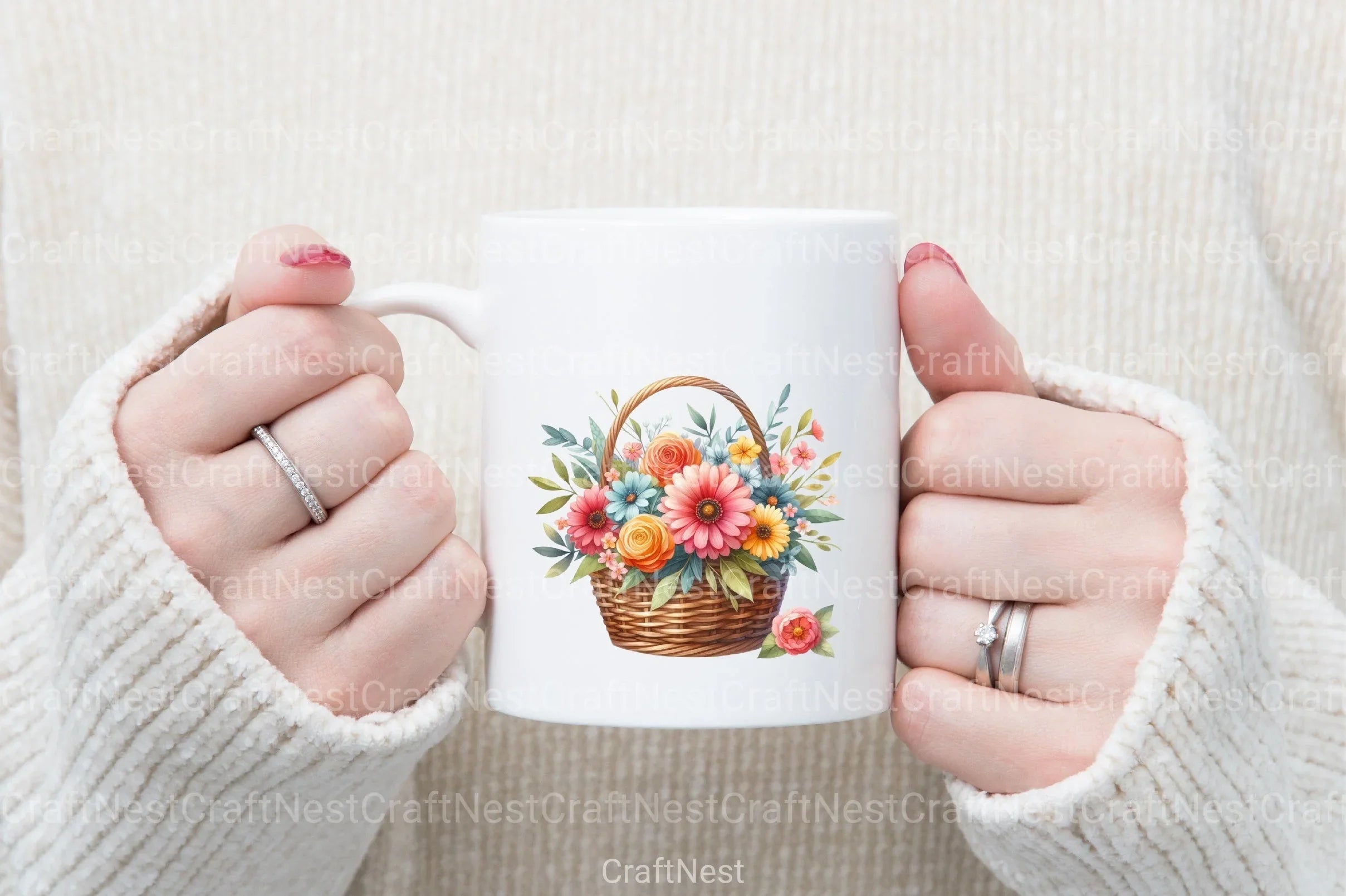 Mother's Day Flower Basket Clipart Bundle - CraftNest - Digital Crafting and Art