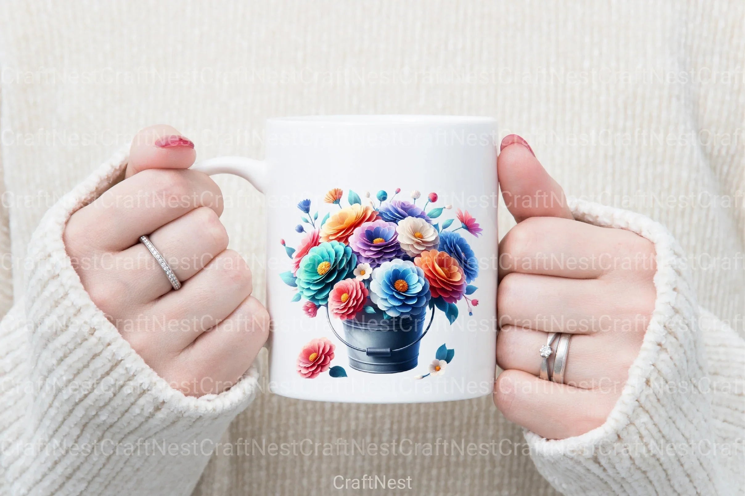 Flowers in Bucket Clipart Bundle - CraftNest - Digital Crafting and Art