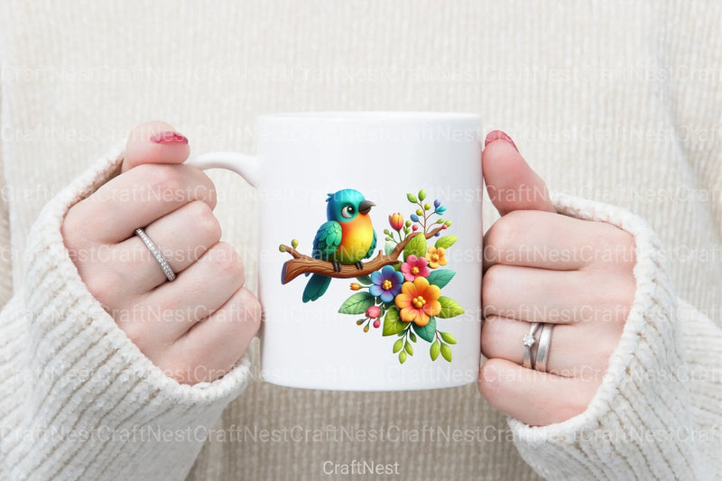 Funny Birds on Branch Clipart Bundle 99 - CraftNest - Digital Crafting and Art