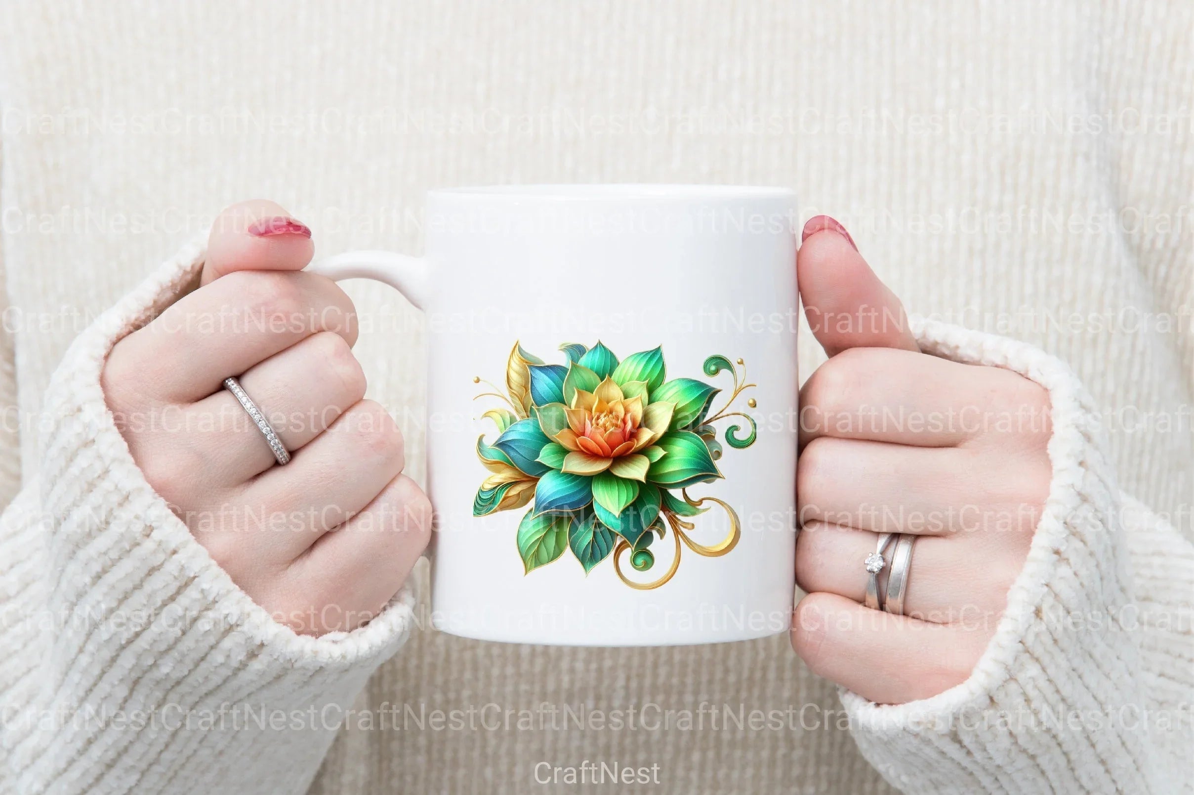 Gold Alcohol Ink Flowers Clipart Bundle 2 - CraftNest - Digital Crafting and Art