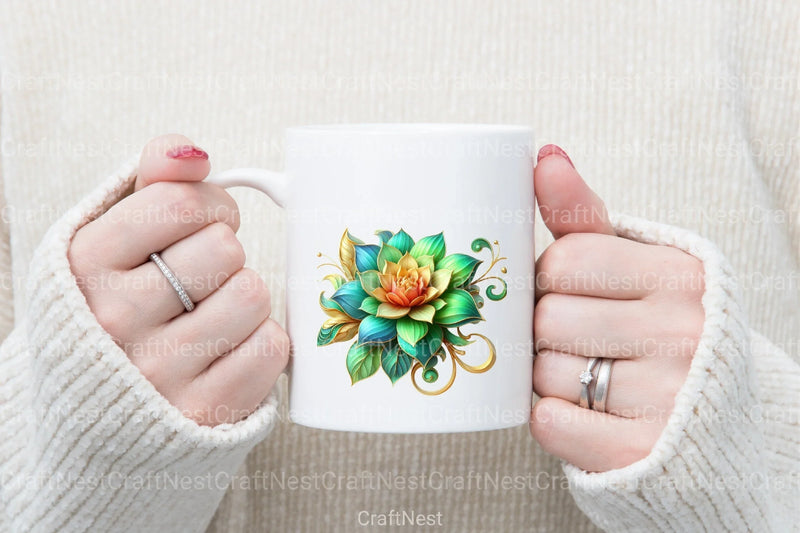 Gold Alcohol Ink Flowers Clipart Bundle 2 - CraftNest - Digital Crafting and Art