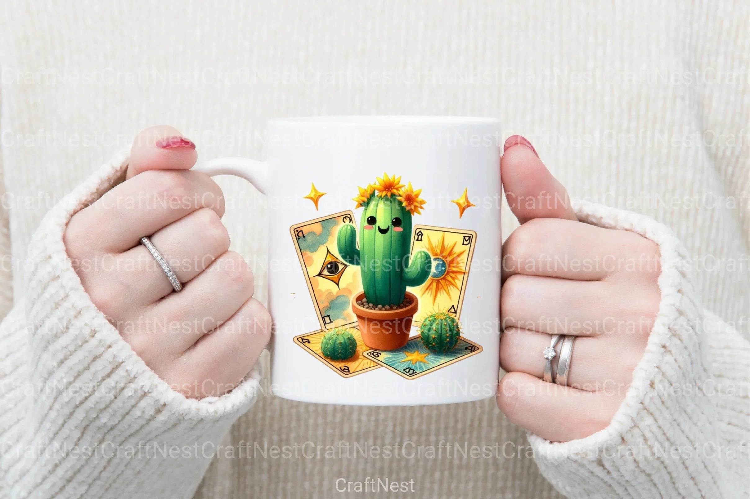 Funny Cactus Tarot Card Clipart Bundle - CraftNest - Digital Crafting and Art