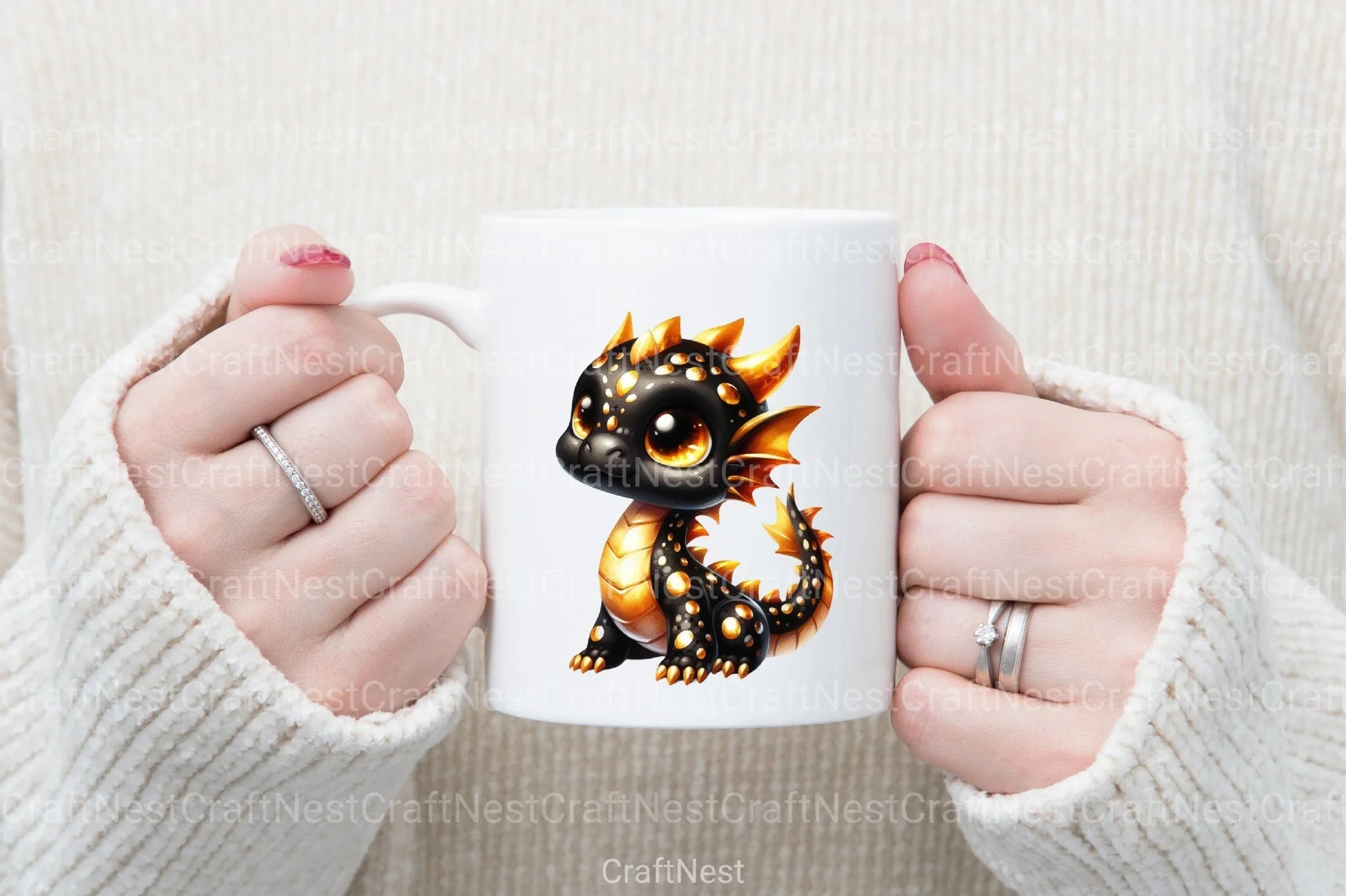 Cute Black and Gold Baby Dragon Clipart Bundle 45 - CraftNest - Digital Crafting and Art