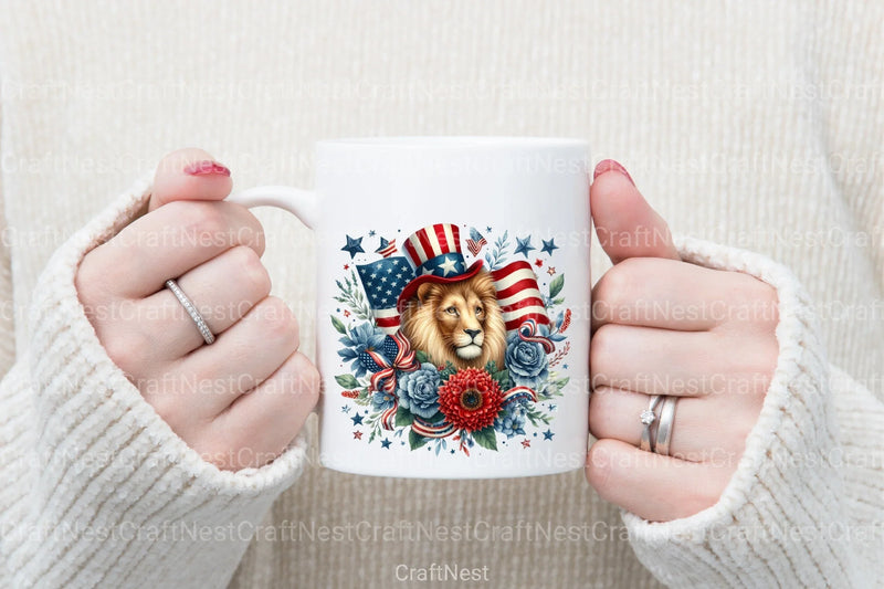 4th of July Patriotic Lion Clipart Bundle - CraftNest - Digital Crafting and Art
