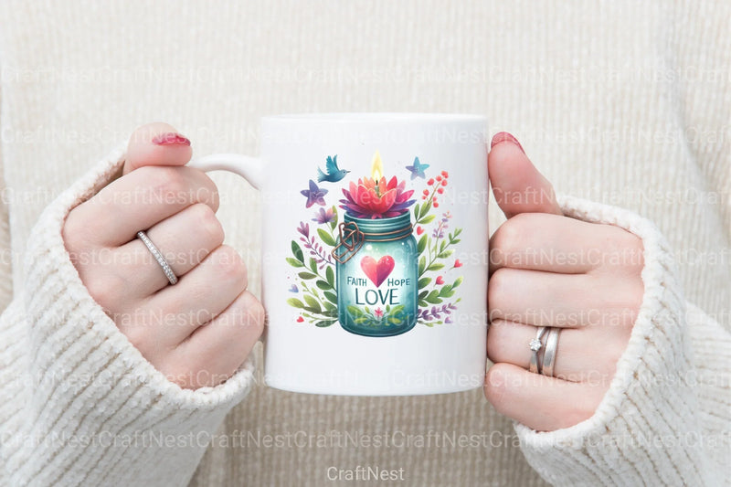 Faith Hope Love Jars Clipart Bundle - CraftNest - Digital Crafting and Art