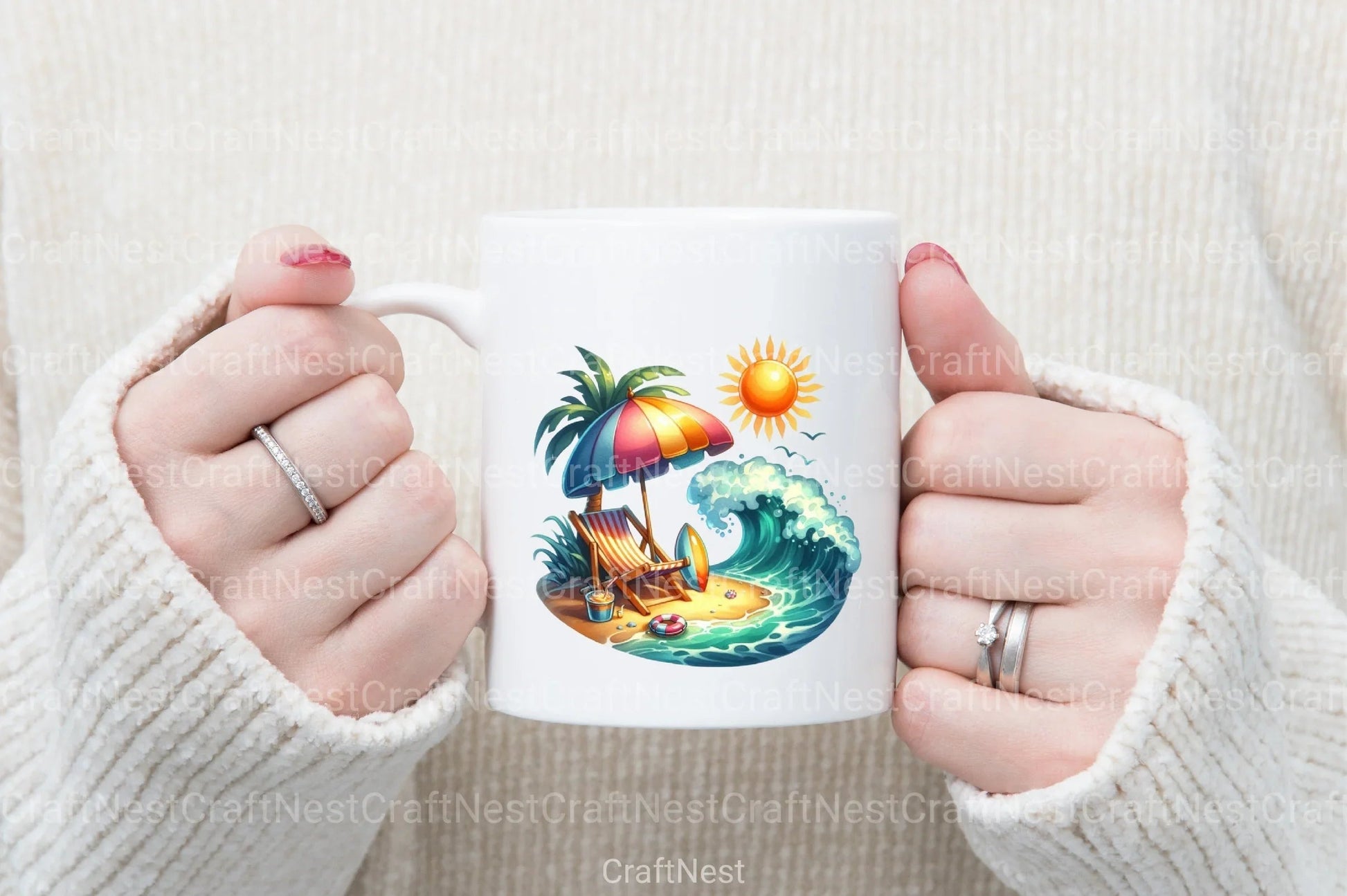 Retro Beach Clipart Bundle - CraftNest - Digital Crafting and Art
