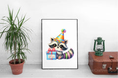 Cute Birthday Raccoons Clipart Bundle - CraftNest - Digital Crafting and Art