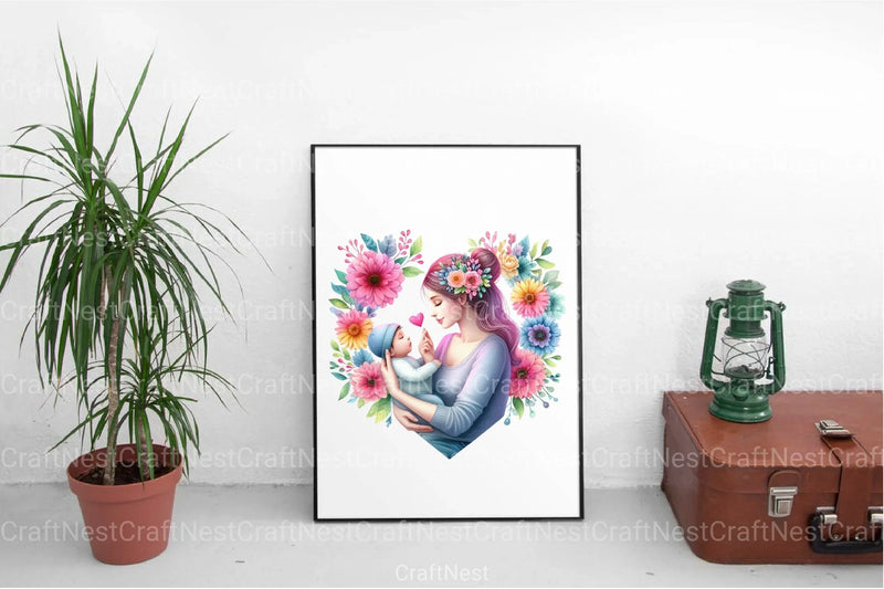 Mom and Baby Hearts Clipart Bundle - CraftNest - Digital Crafting and Art