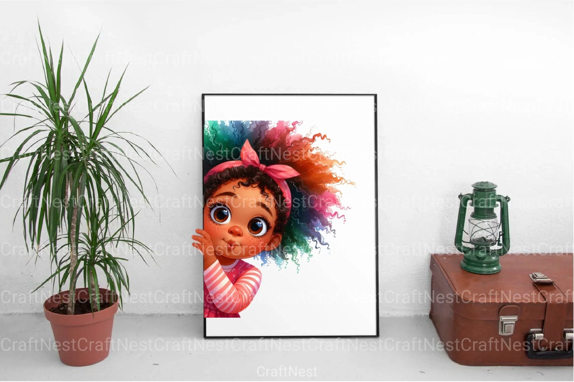 Peeking African American Little Girl Clipart Bundle 9 - CraftNest - Digital Crafting and Art