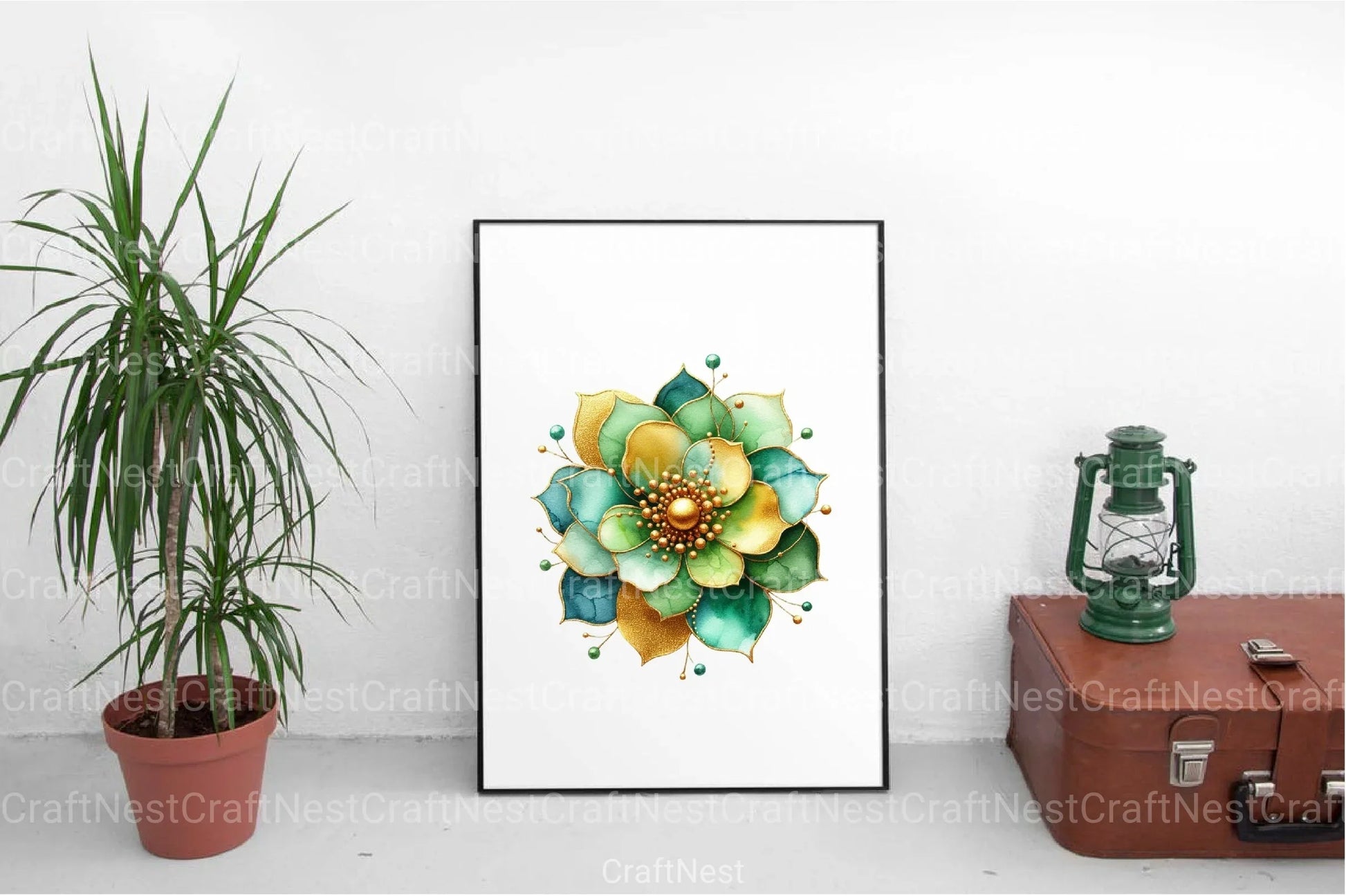 Gold Alcohol Ink Flowers Clipart Bundle 2 - CraftNest - Digital Crafting and Art