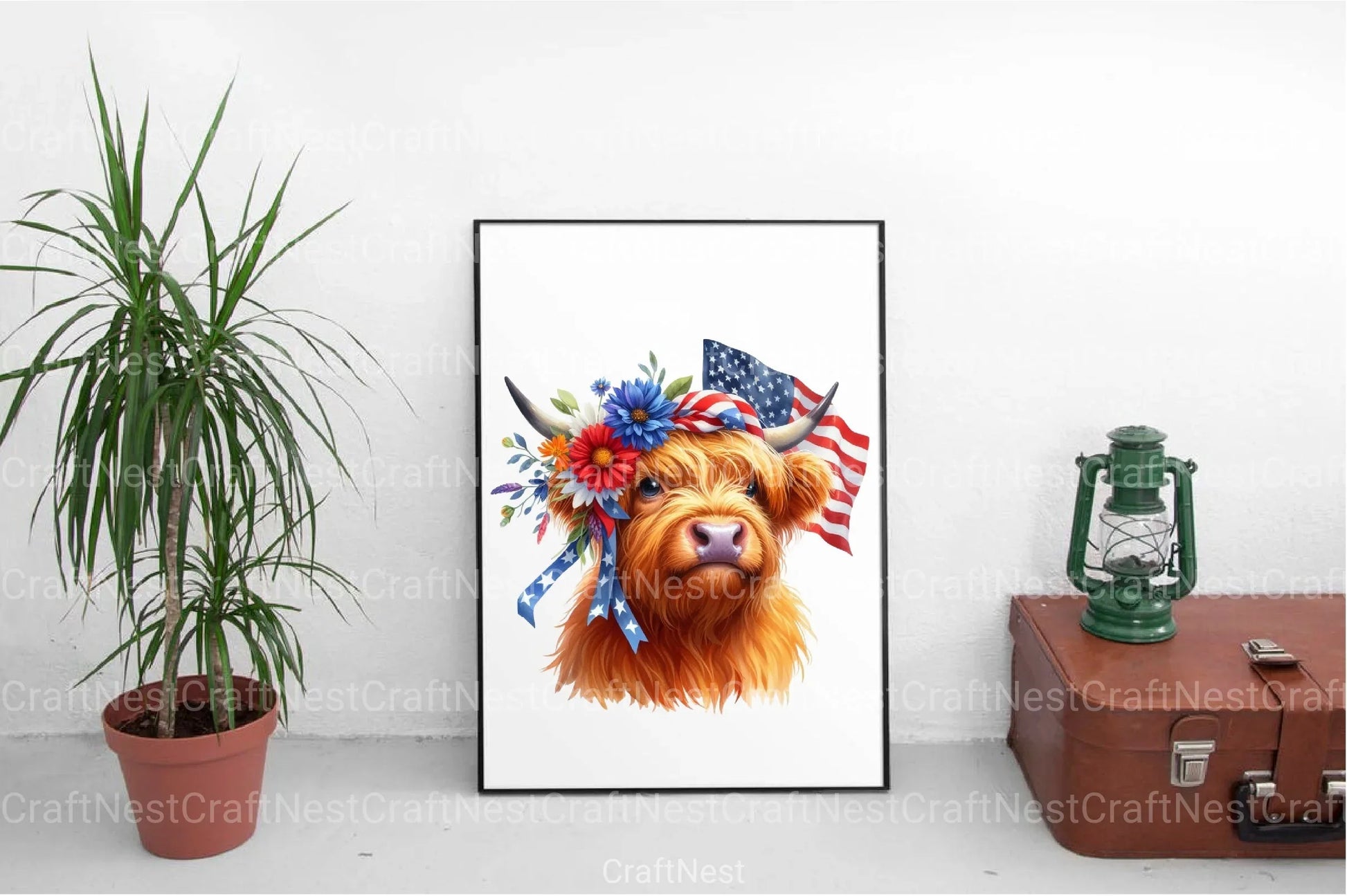 4th of July Highland Cow Clipart Bundle - CraftNest - Digital Crafting and Art