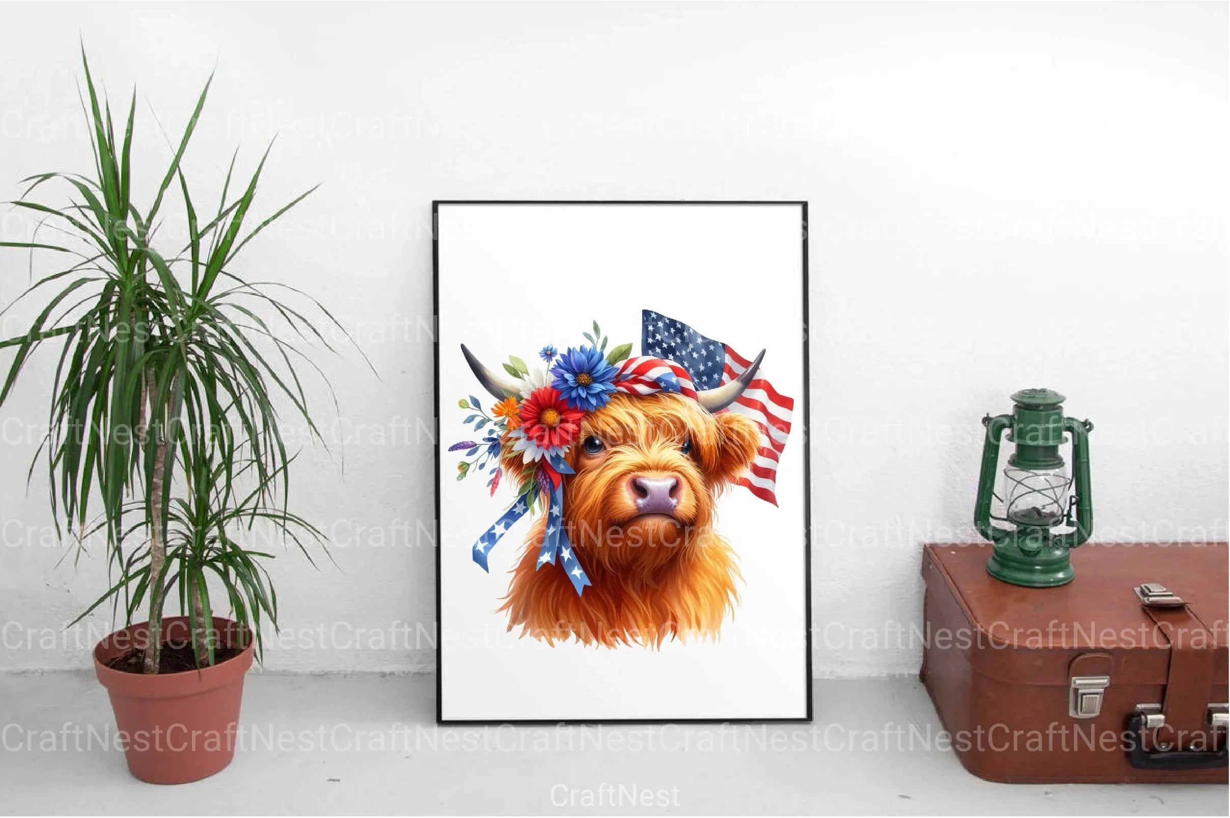4th of July Highland Cow Clipart Bundle - CraftNest - Digital Crafting and Art