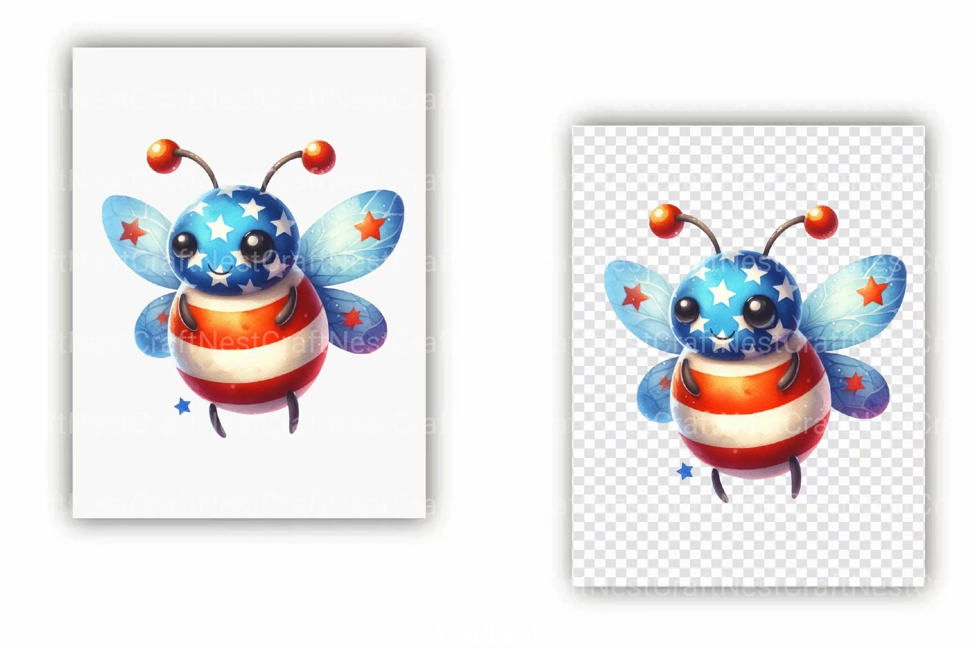 4th of July Boney Bee Clipart Bundle - CraftNest - Digital Crafting and Art
