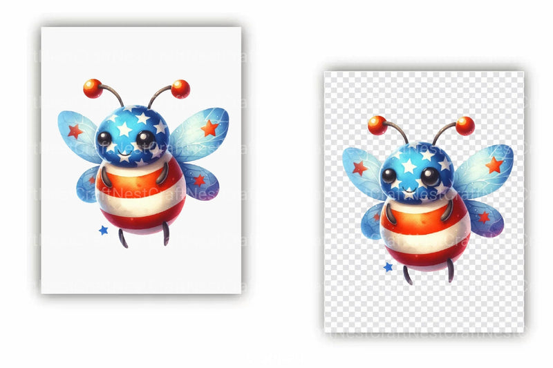 4th of July Boney Bee Clipart Bundle - CraftNest - Digital Crafting and Art