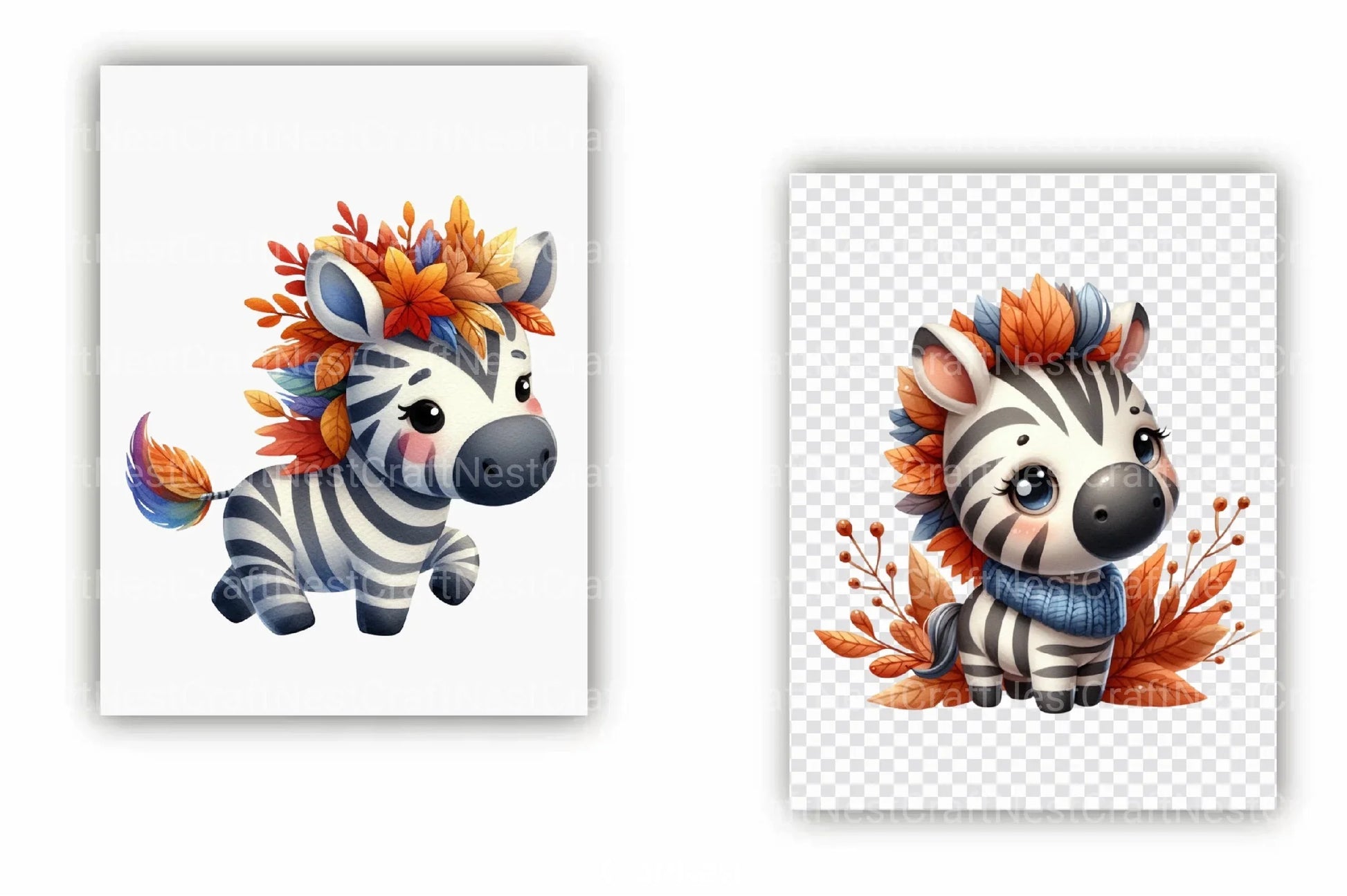 Autumn Cute Zebra Clipart Bundle - CraftNest - Digital Crafting and Art