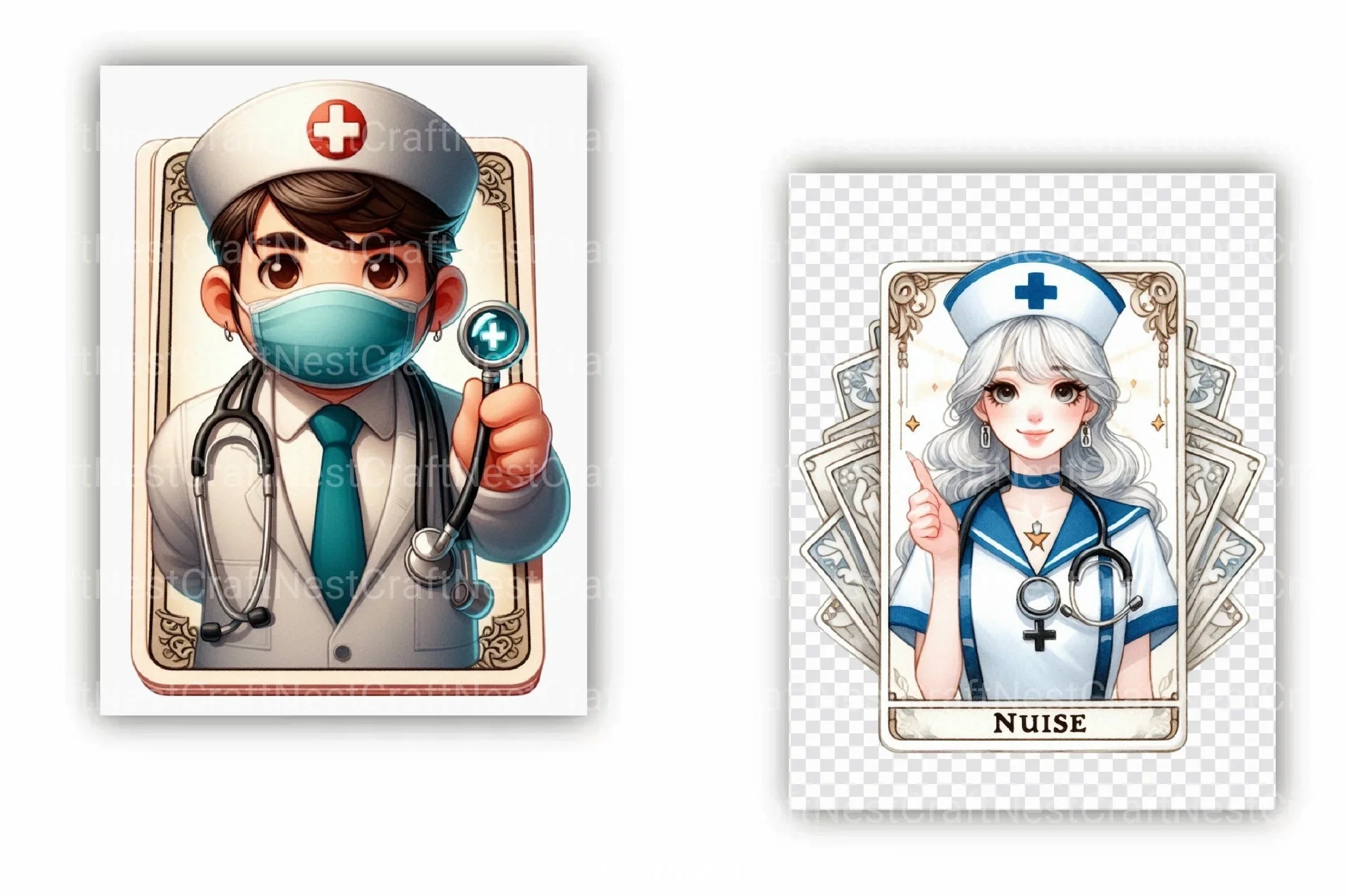 Funny Nurse Tarot Card Clipart Bundle for 12-Hour Shifts - CraftNest - Digital Crafting and Art
