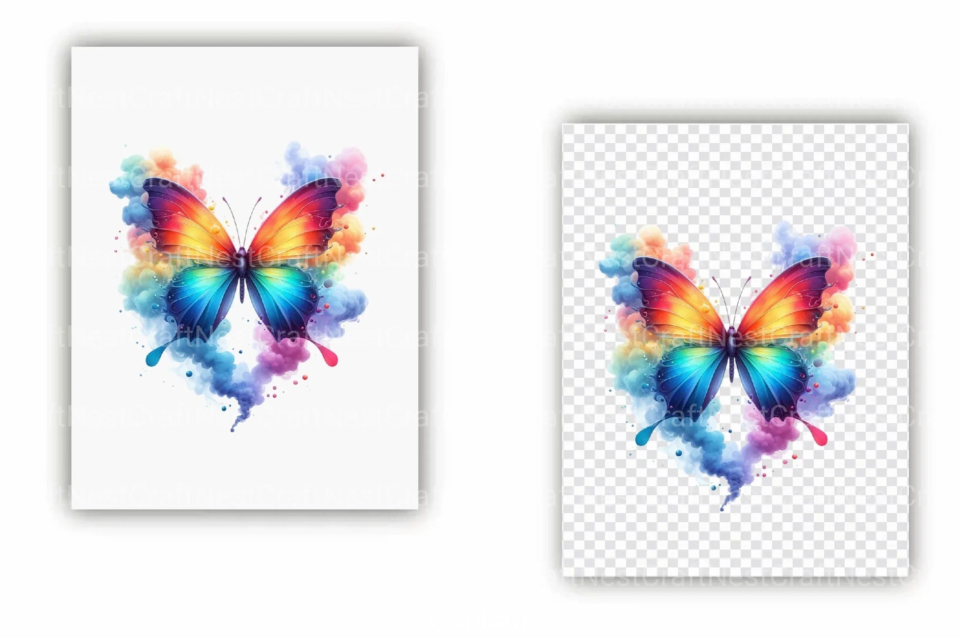 Rainbow Smoke Butterflies Clipart Bundle - CraftNest - Digital Crafting and Art