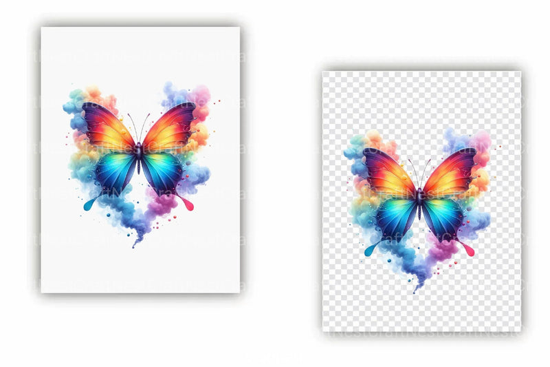 Rainbow Smoke Butterflies Clipart Bundle - CraftNest - Digital Crafting and Art