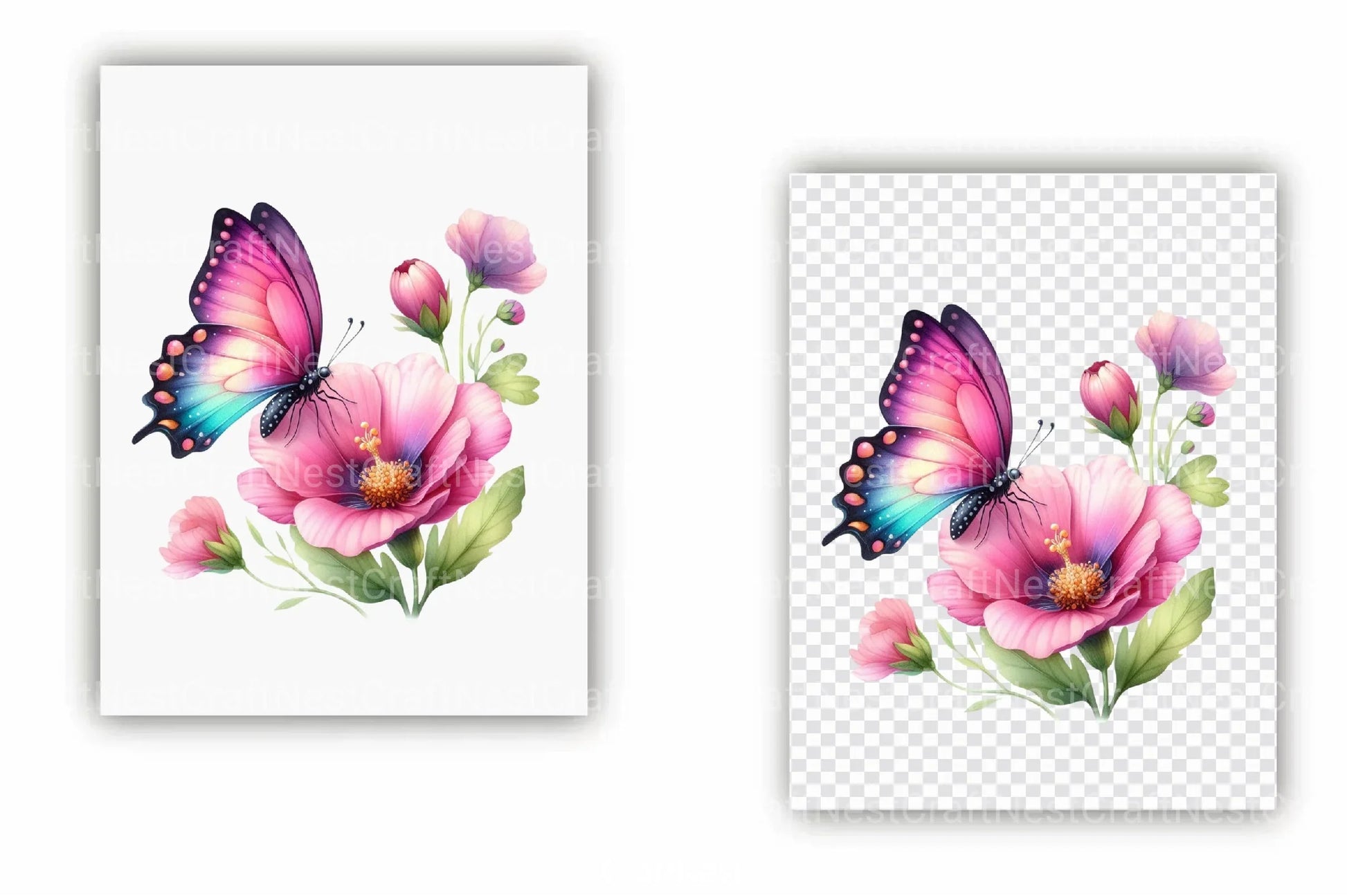 Coquette Pink Butterfly Clipart Bundle 3 - CraftNest - Digital Crafting and Art