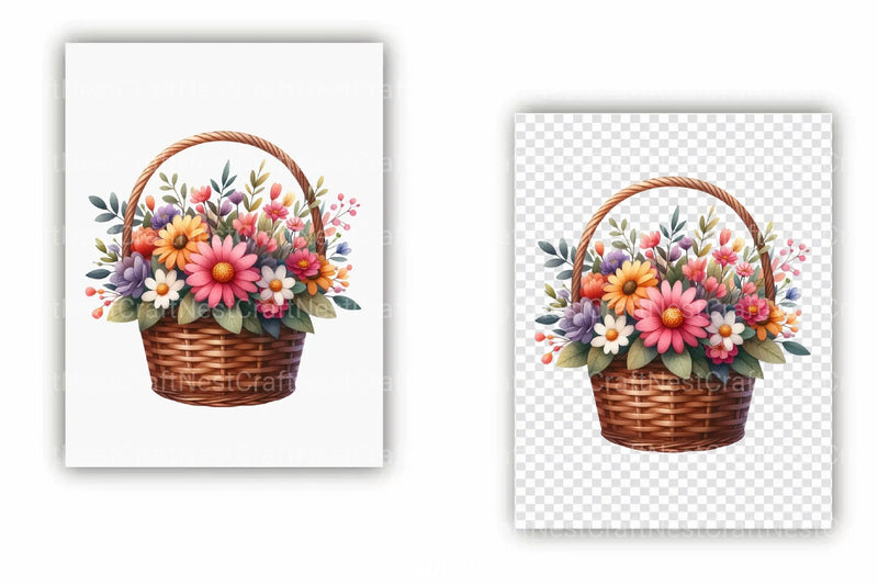Mother's Day Flower Basket Clipart Bundle - CraftNest - Digital Crafting and Art