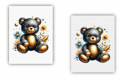 Cute Black and Gold Teddy Bear Clipart Bundle - CraftNest - Digital Crafting and Art