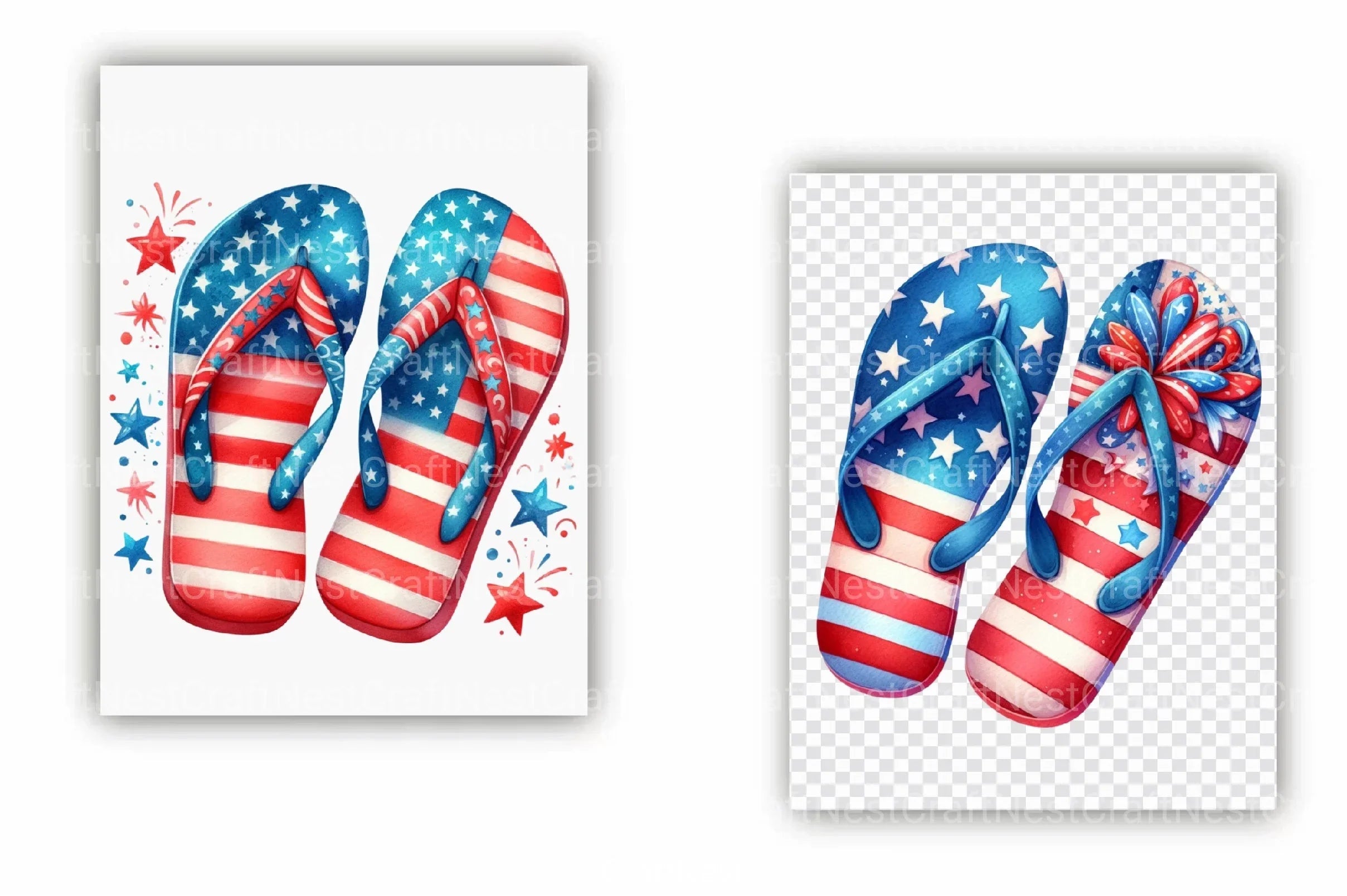 4th of July Flip Flops Clipart Bundle 2 - CraftNest - Digital Crafting and Art