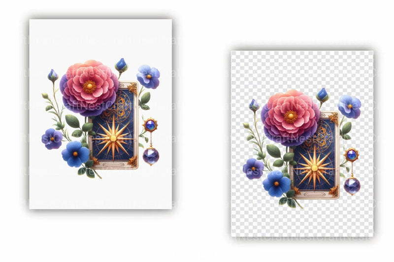 Flowers Tarot Cards Clipart Bundle 3 - CraftNest - Digital Crafting and Art