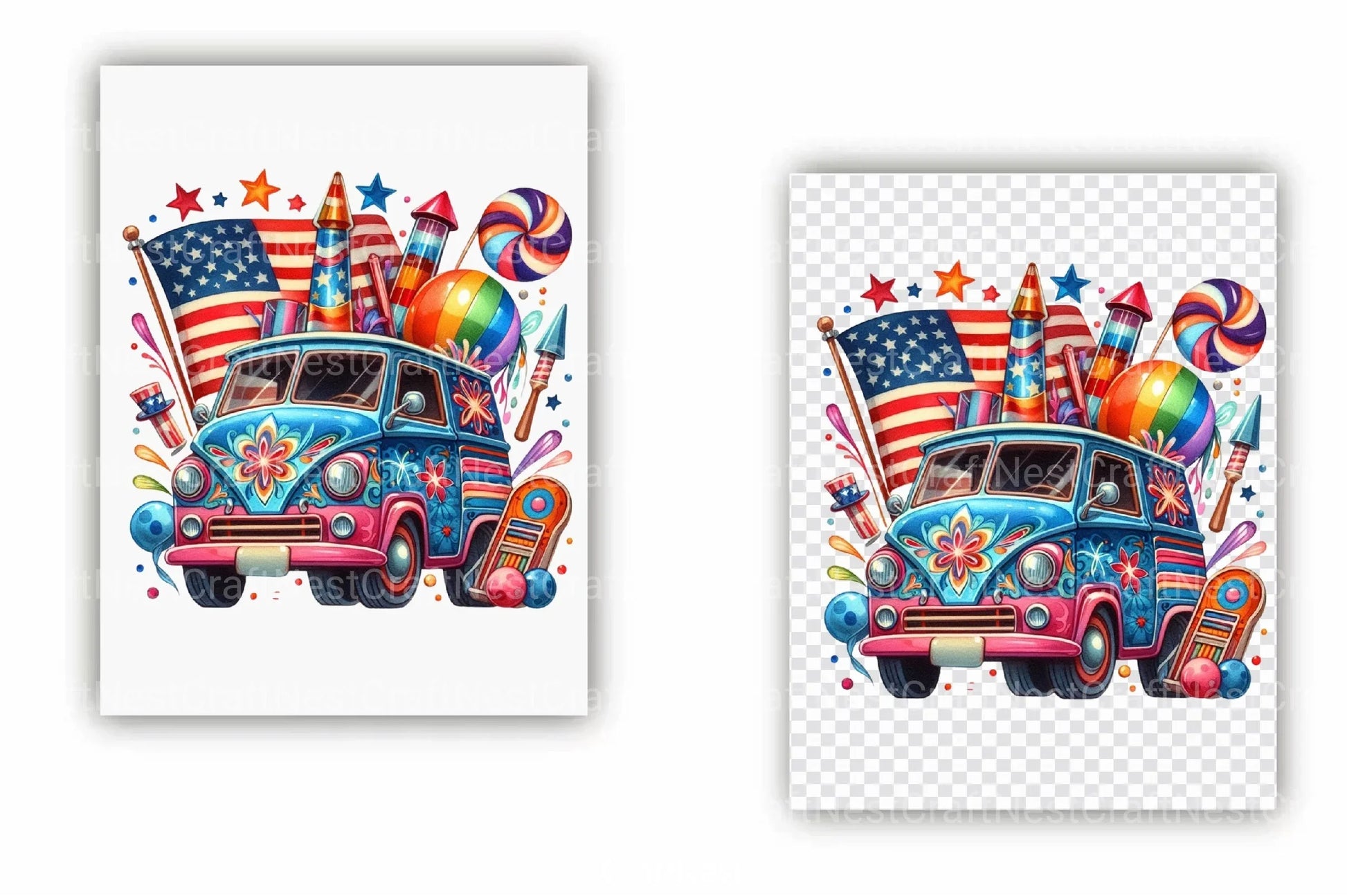 Retro Groovy 4th of July Clipart Bundle - CraftNest - Digital Crafting and Art