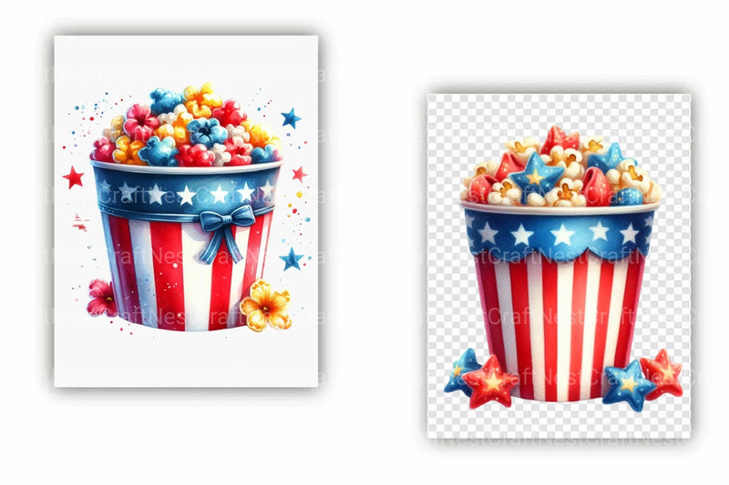 4th of July Popcorn Bucket Clipart Bundle 99 - CraftNest - Digital Crafting and Art