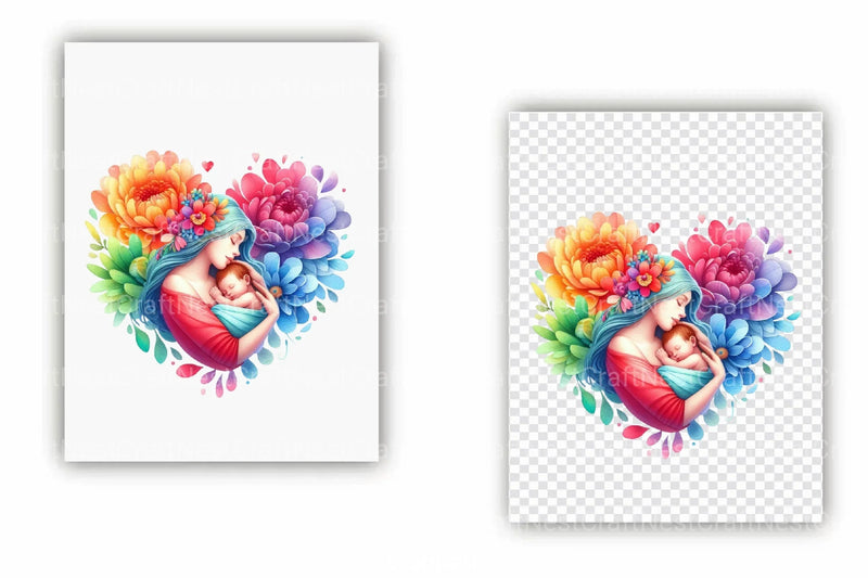 Mom and Baby Hearts Clipart Bundle - CraftNest - Digital Crafting and Art