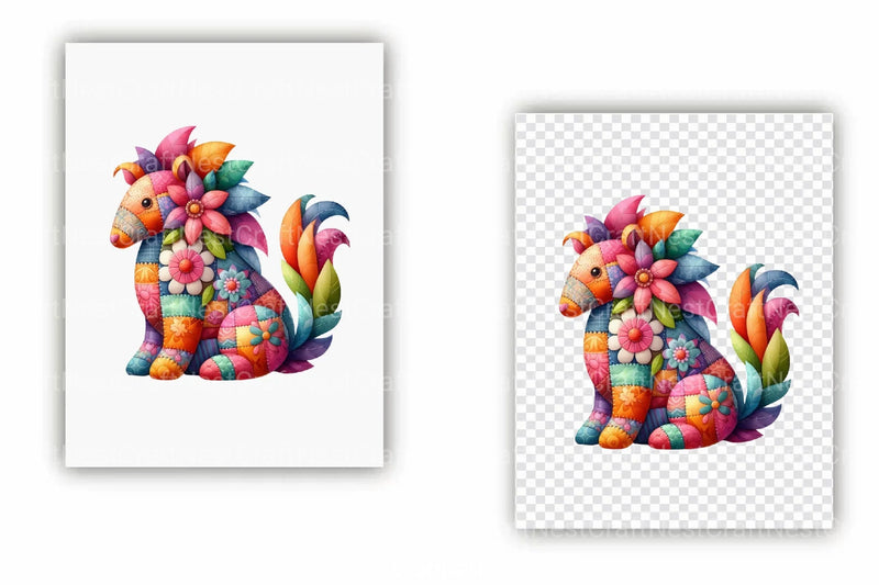 Patchwork Animals Clipart Bundle - CraftNest - Digital Crafting and Art