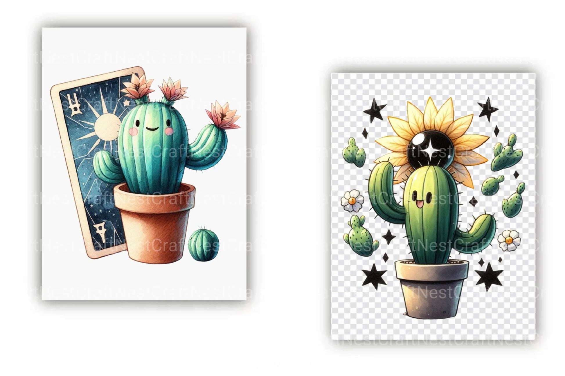 Funny Cactus Tarot Card Clipart Bundle - CraftNest - Digital Crafting and Art