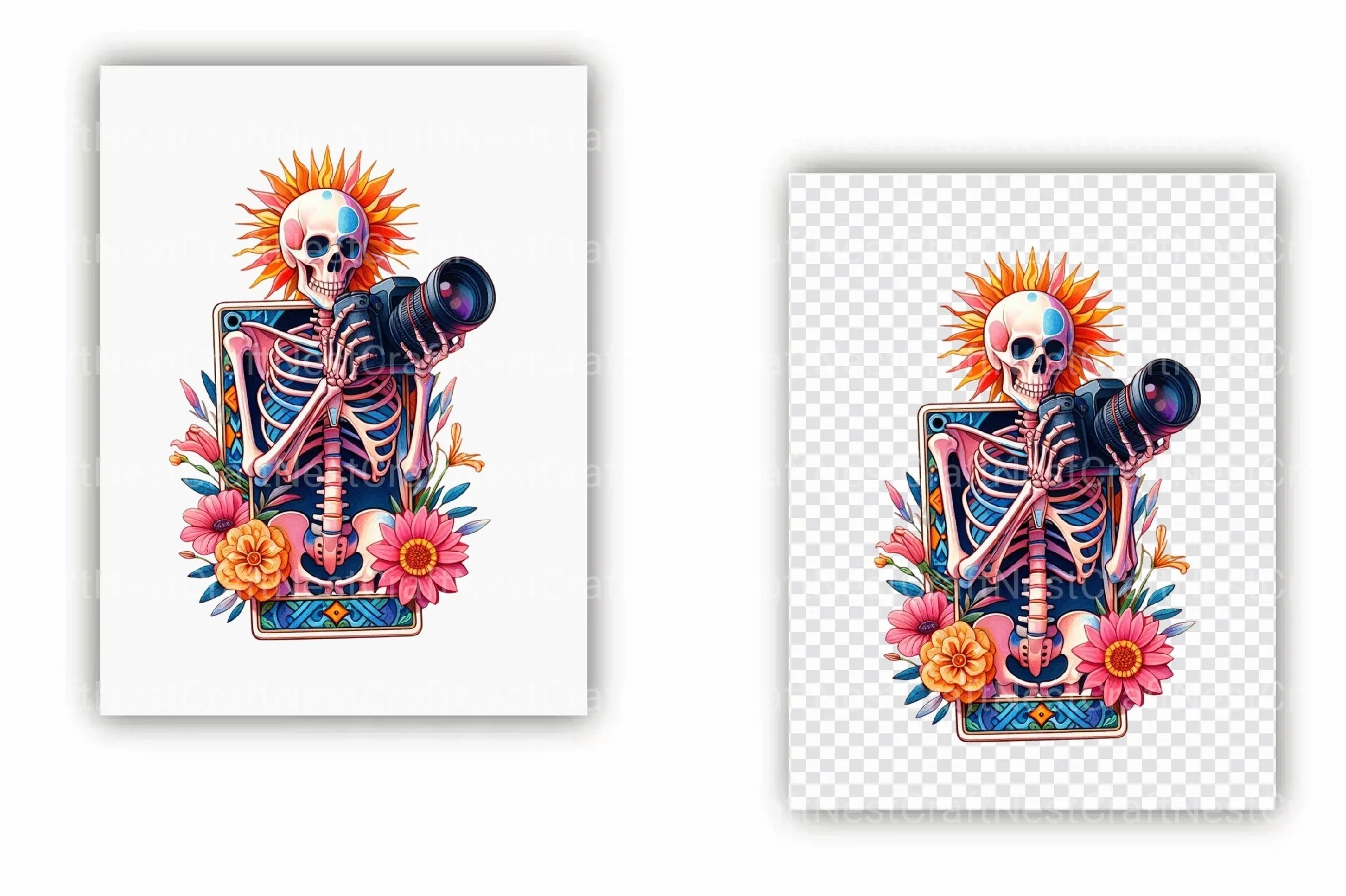 Photographer Skeleton Tarot Card Clipart Bundle - CraftNest - Digital Crafting and Art