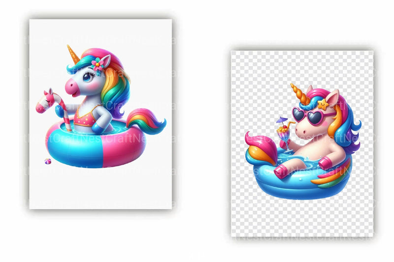 Funny Unicorn Pool Party Clipart Bundle - CraftNest - Digital Crafting and Art