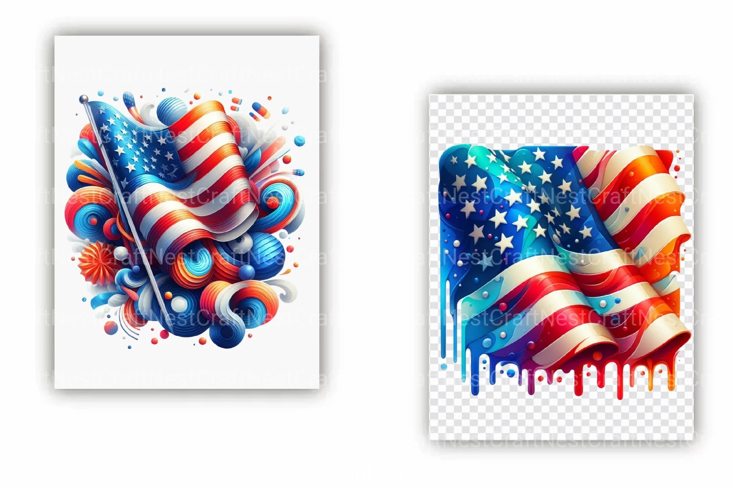 4th of July American Flag Clipart Bundle 1 - CraftNest - Digital Crafting and Art