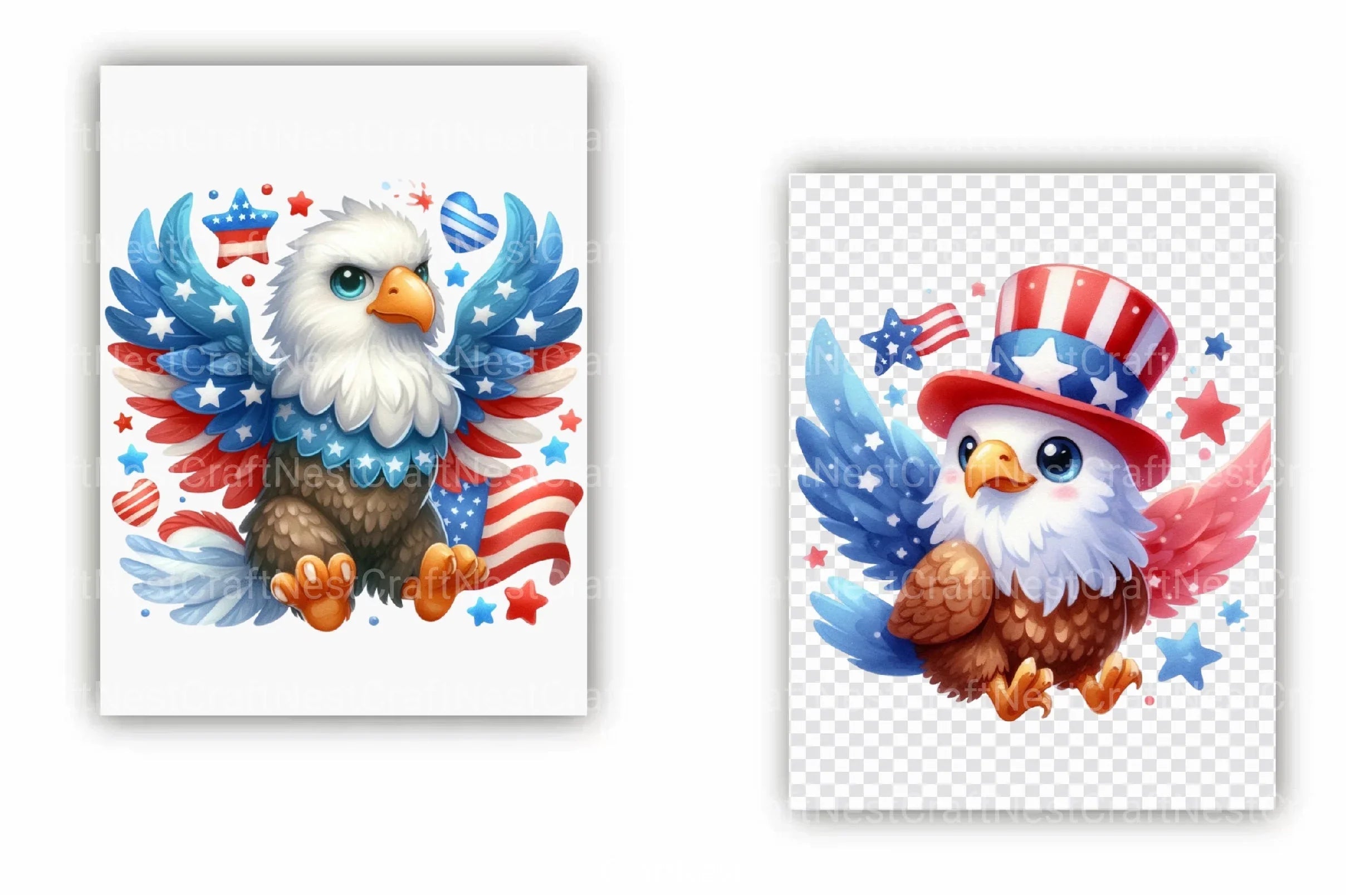 Cute Patriotic Eagle Clipart Bundle 99 - CraftNest - Digital Crafting and Art