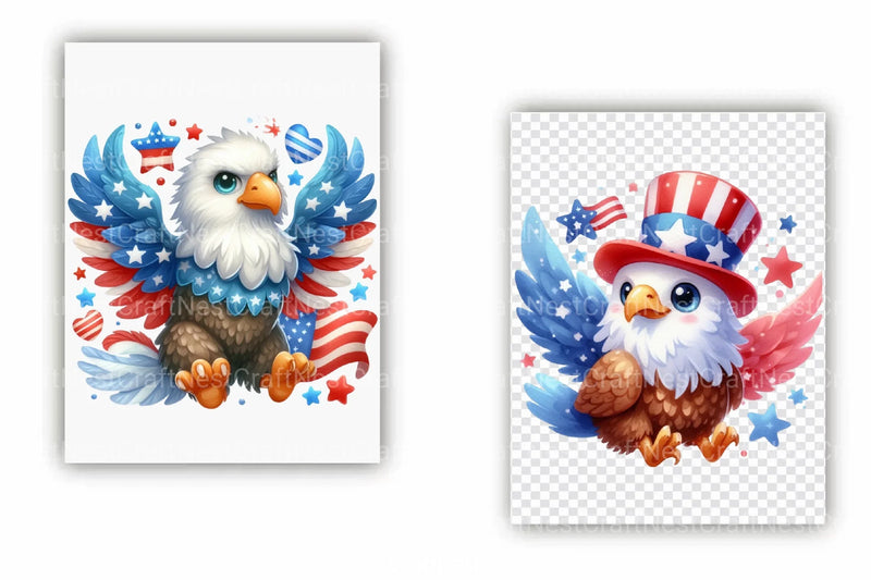 Cute Patriotic Eagle Clipart Bundle 99 - CraftNest - Digital Crafting and Art
