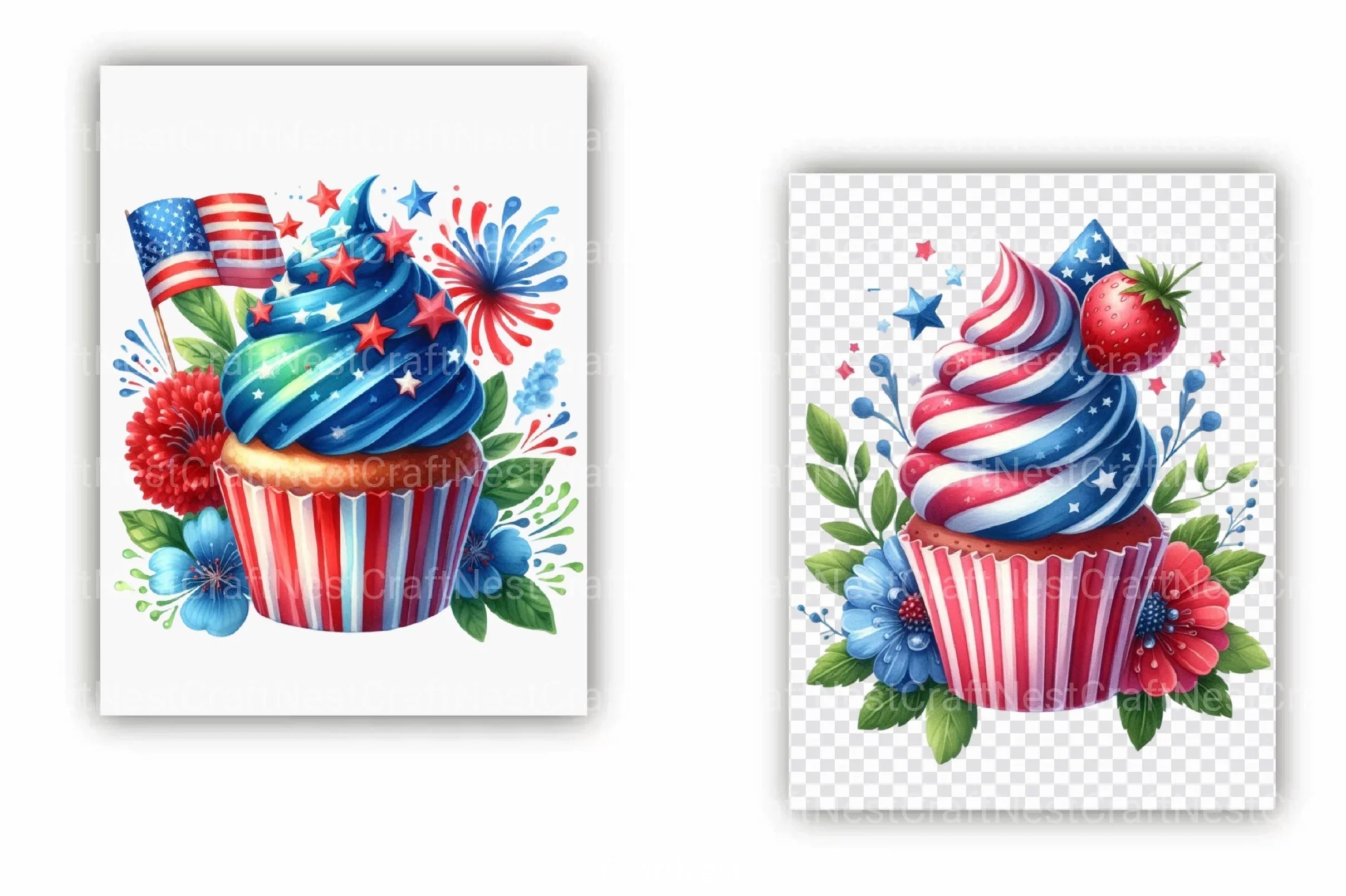 4th of July Cupcakes Clipart Bundle 1 - CraftNest - Digital Crafting and Art
