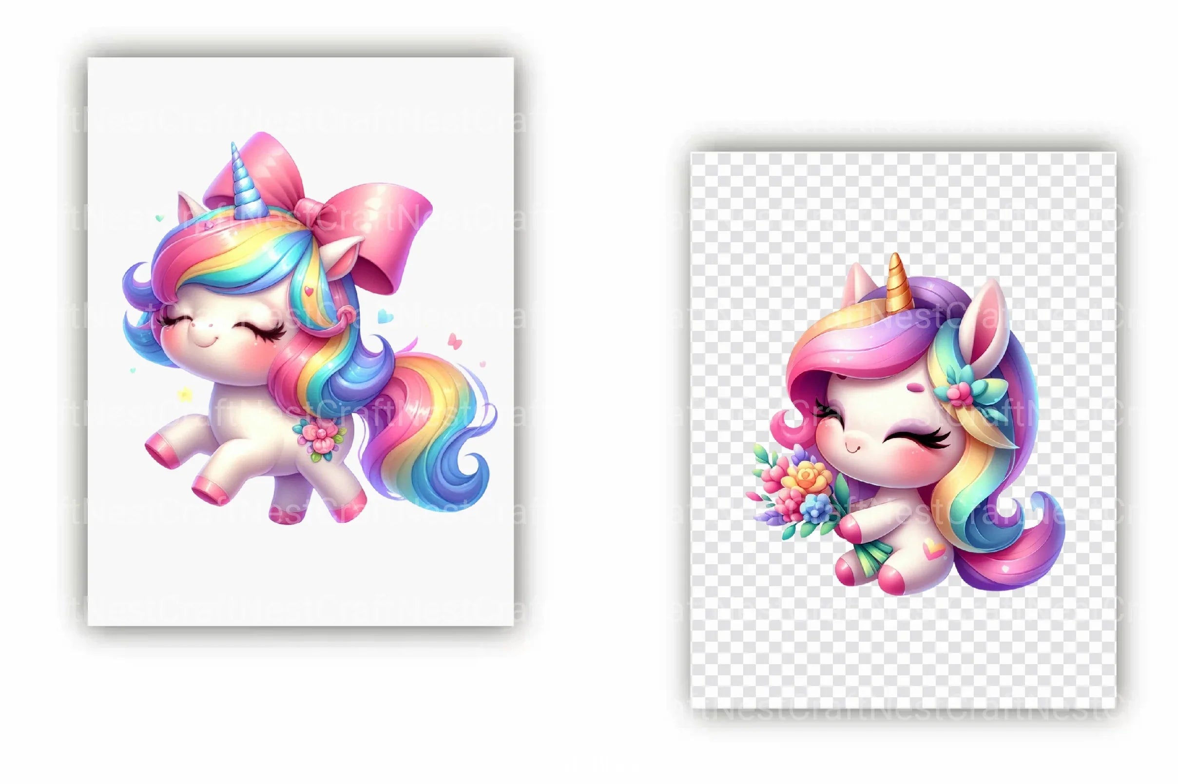 Little Unicorn Girls Clipart Bundle 77 - CraftNest - Digital Crafting and Art