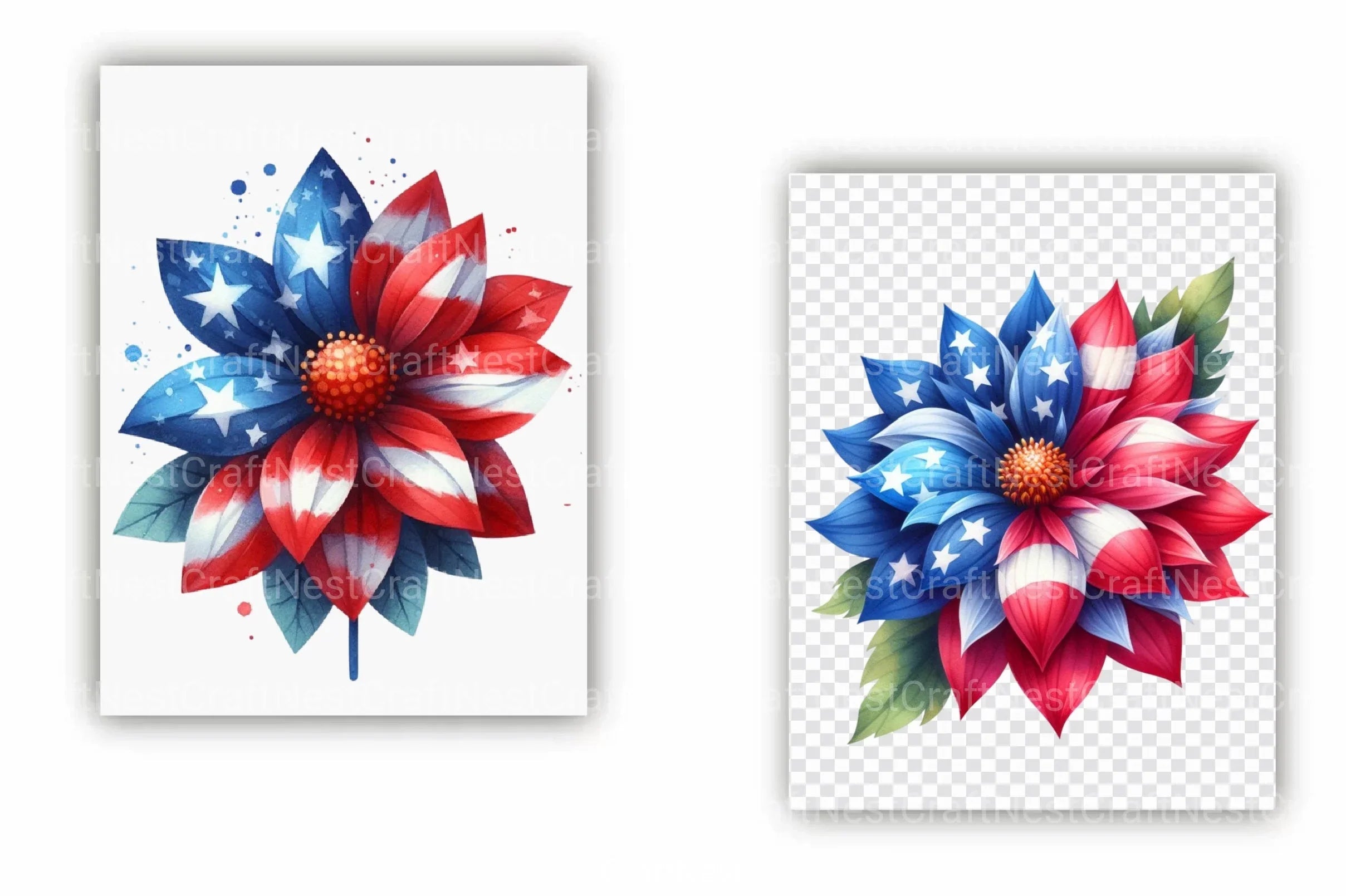 4th of July Flowers Clipart Bundle 1 - CraftNest - Digital Crafting and Art