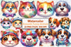 Funny Domestic Animals Face Clipart Bundle